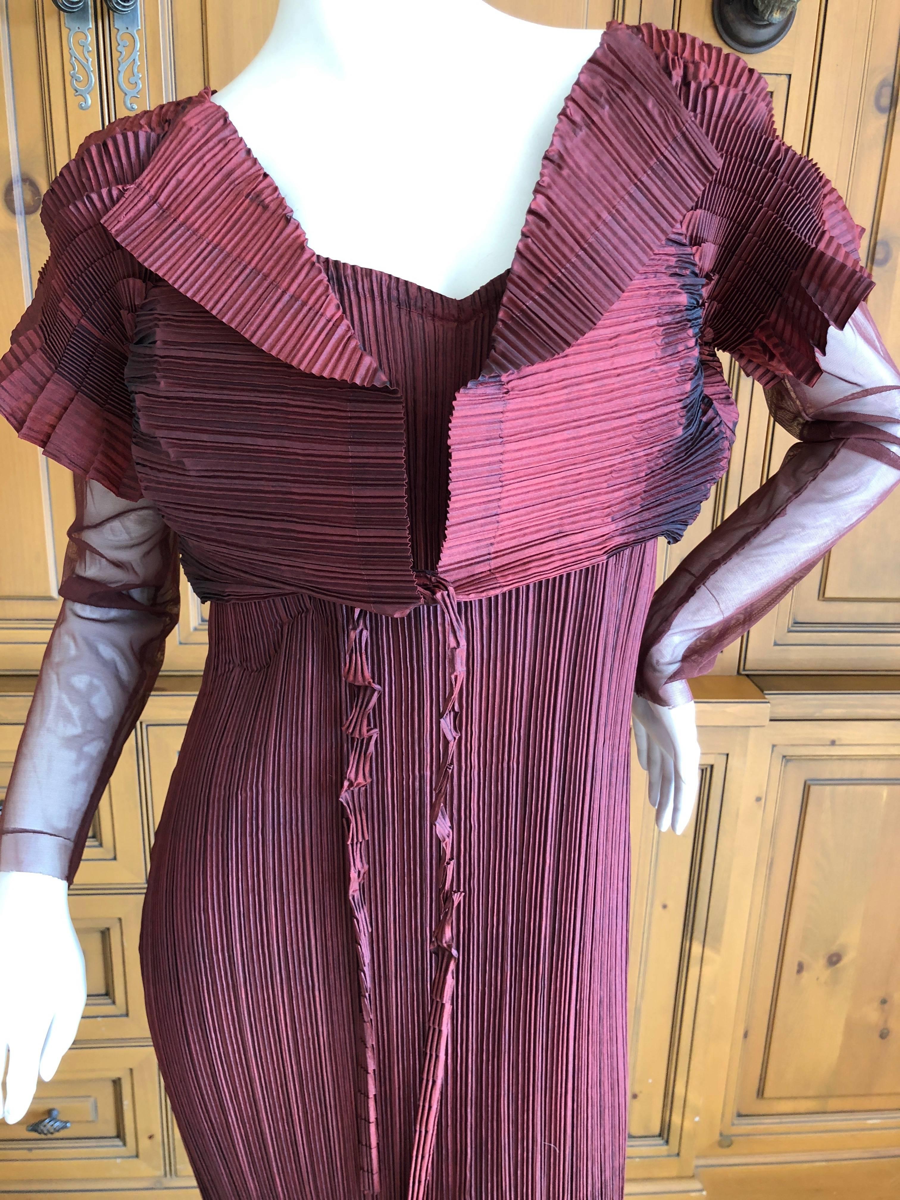 Women's Issey Miyake Fete Vintage Burgundy Evening Dress with Matching Cropped Shrug For Sale