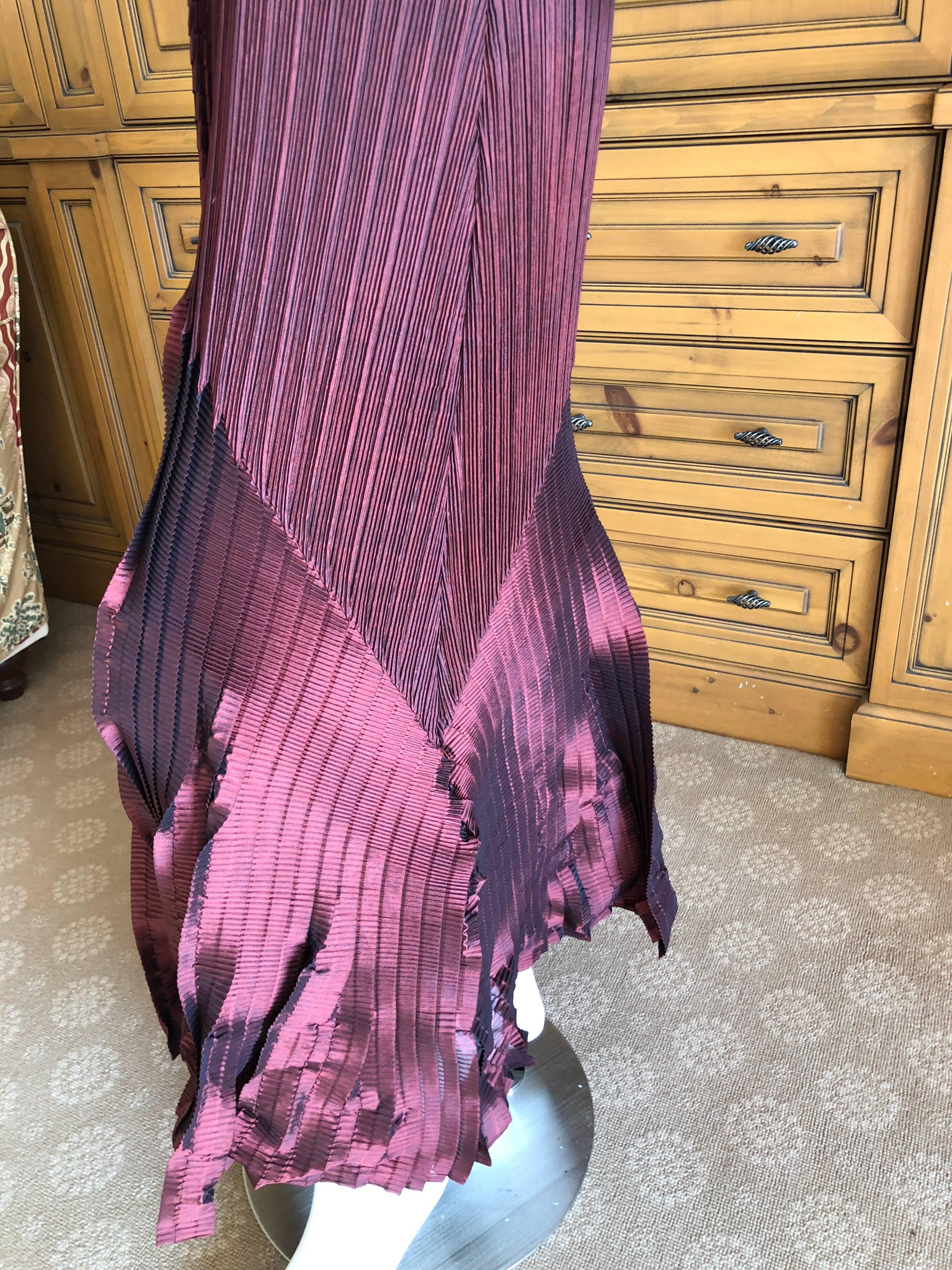 Black Issey Miyake Fete Vintage Burgundy Evening Dress with Matching Cropped Shrug For Sale