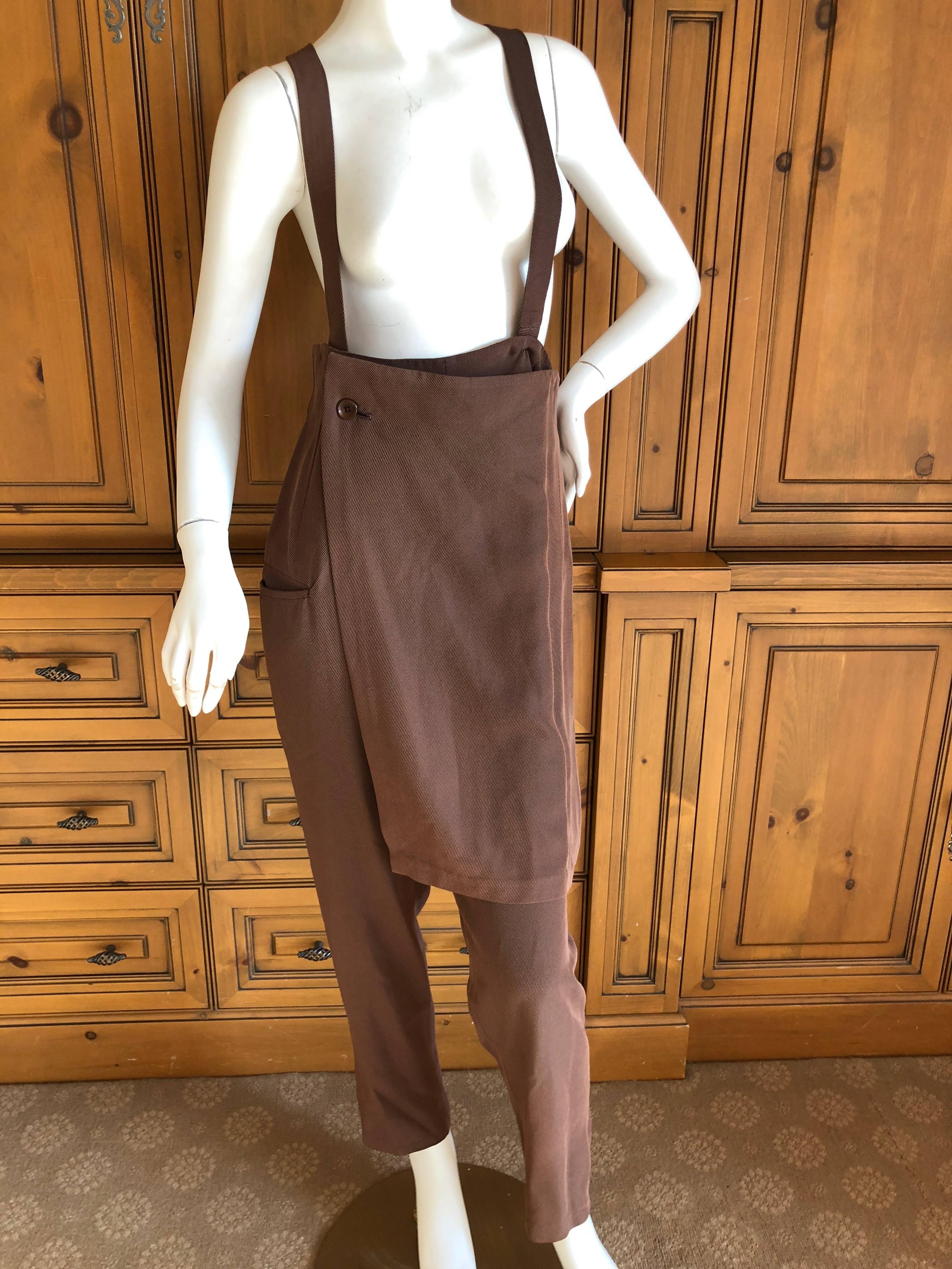 Brown Yohji Yamamoto 1980's Pant Skirt Overalls For Sale