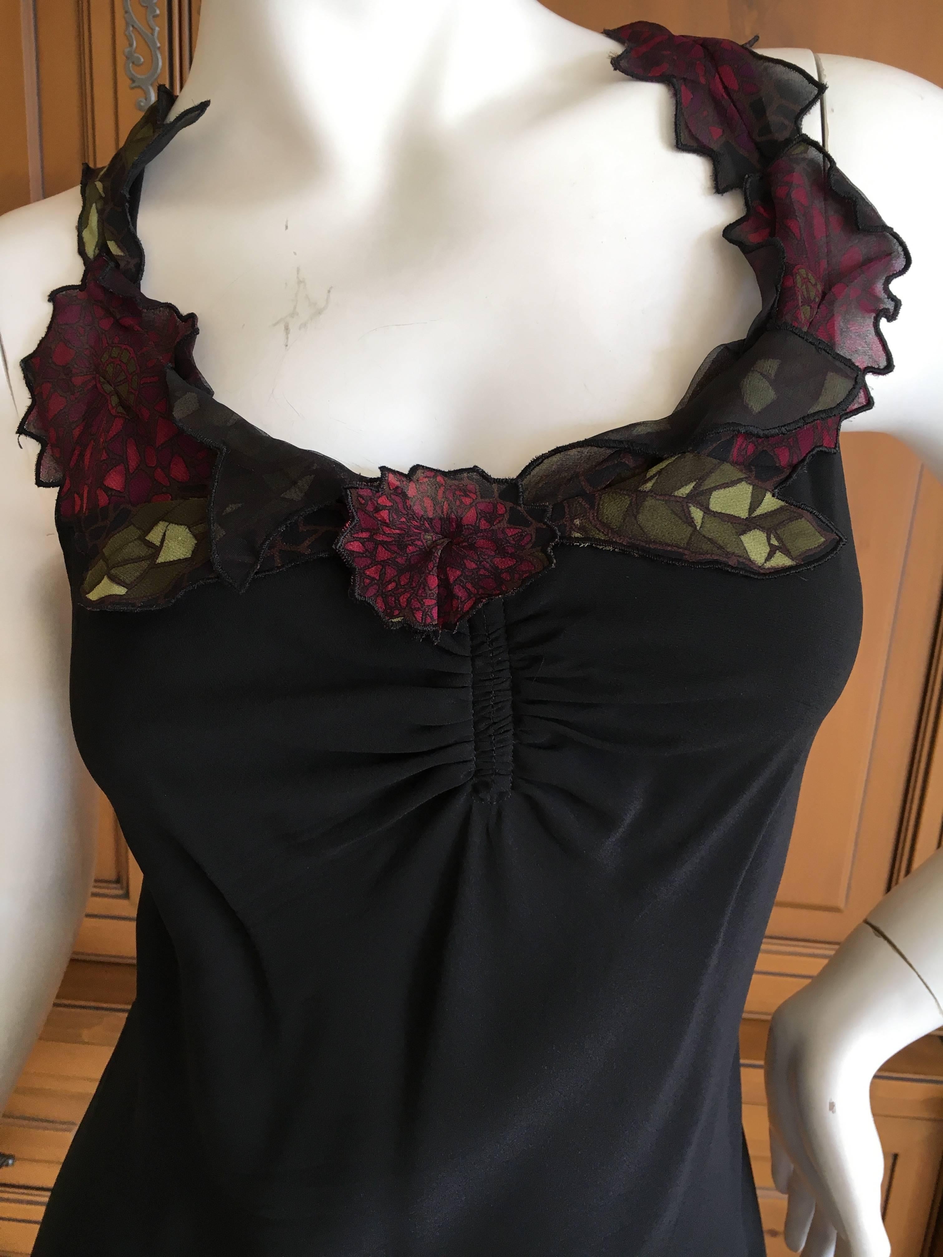 Women's or Men's John Galliano 90s Long Black Bias Cut Floral Appliqué Evening Dress with`Shawl For Sale