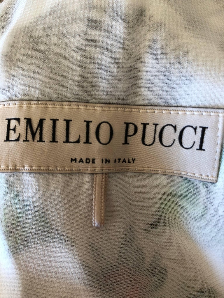 Emilio Pucci Pearl Trim Silk Seashell Print Day Dress at 1stdibs