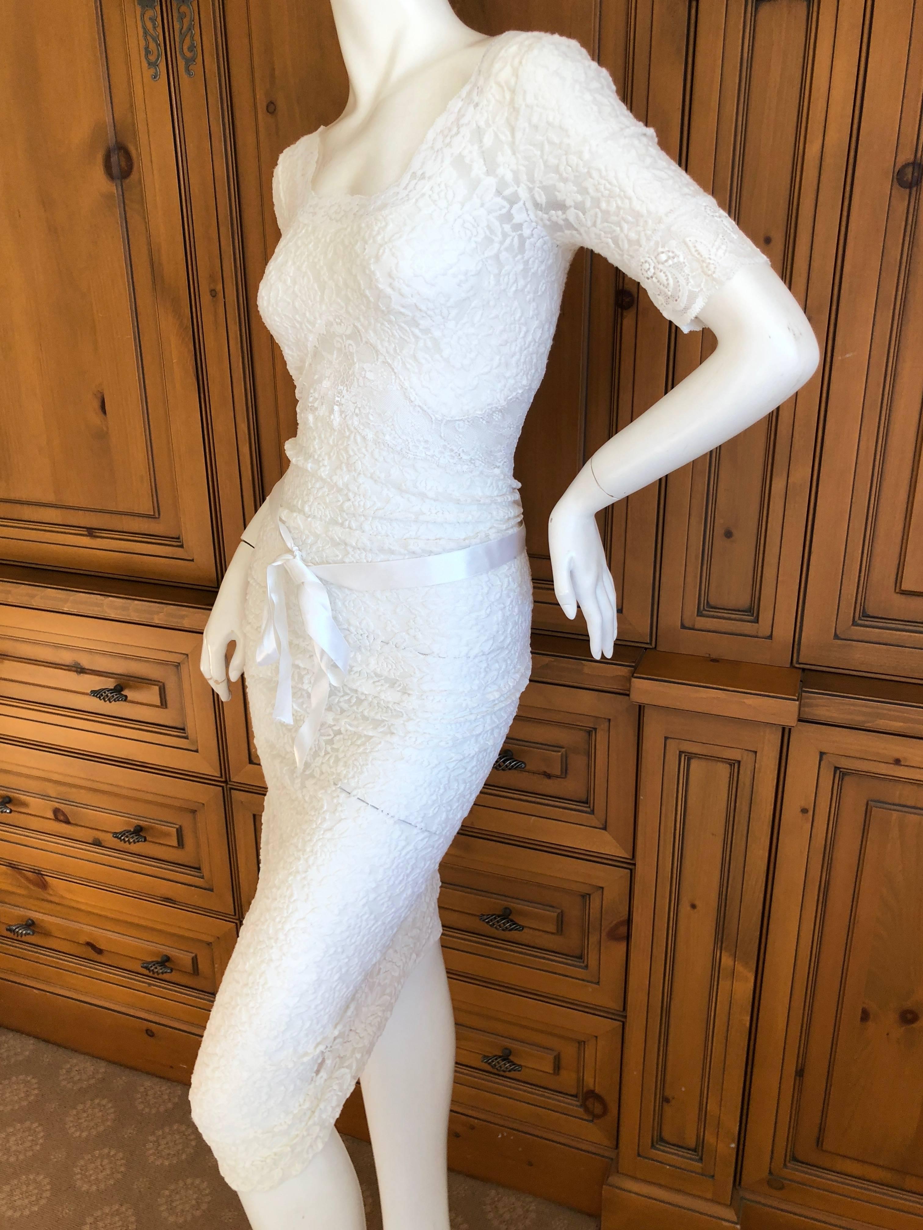 Women's  Dolce & Gabbana D&G Sheer White Lace Cocktail Dress
