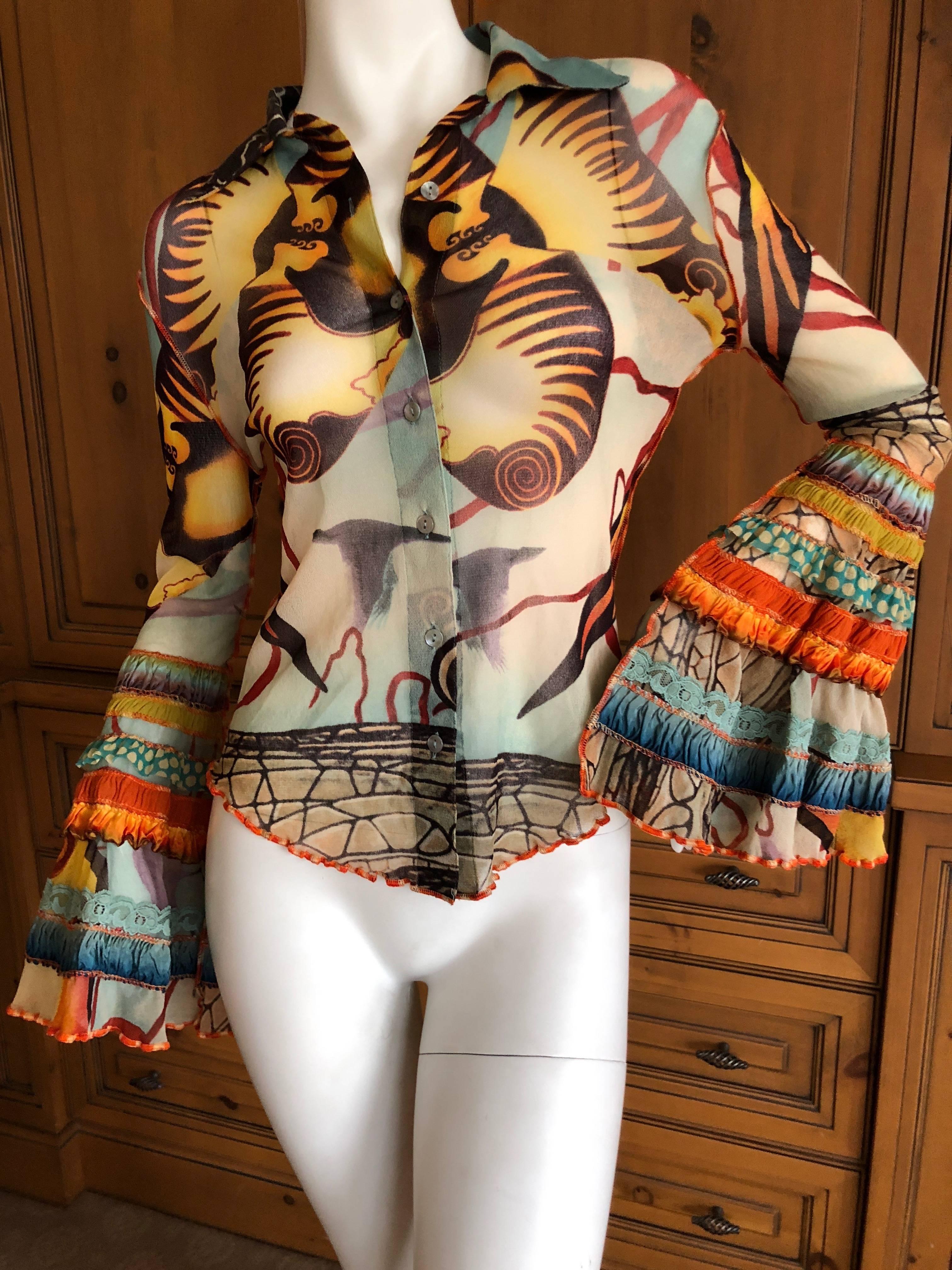 Jean Paul Gaultier Maille Bell Sleeve Gypsy Top New with Tags  M In New Condition In Cloverdale, CA