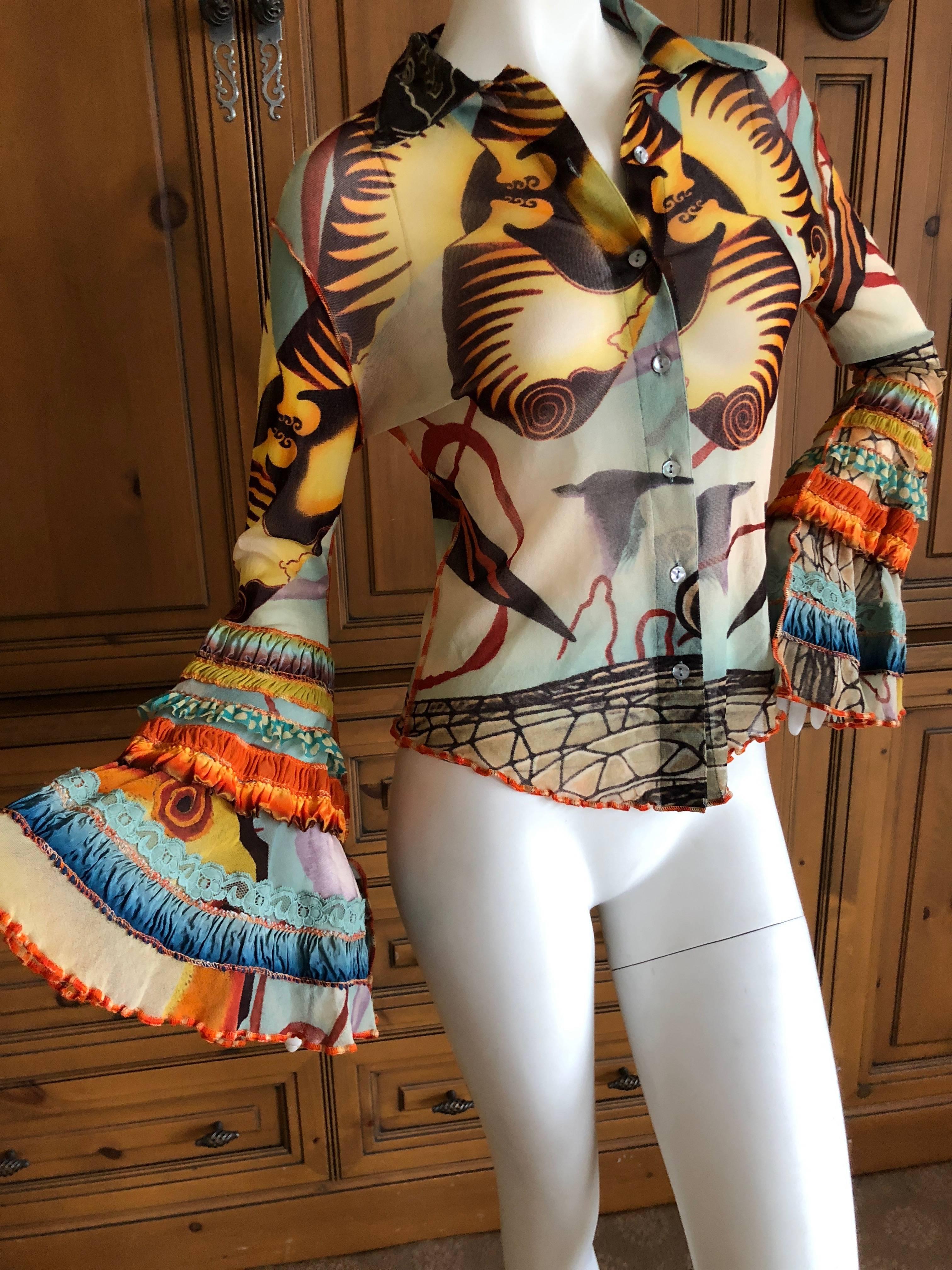 Jean Paul Gaultier Maille Festive Bell Sleeve Gypsy Top 
New with Tags  
Size M
Bust 36