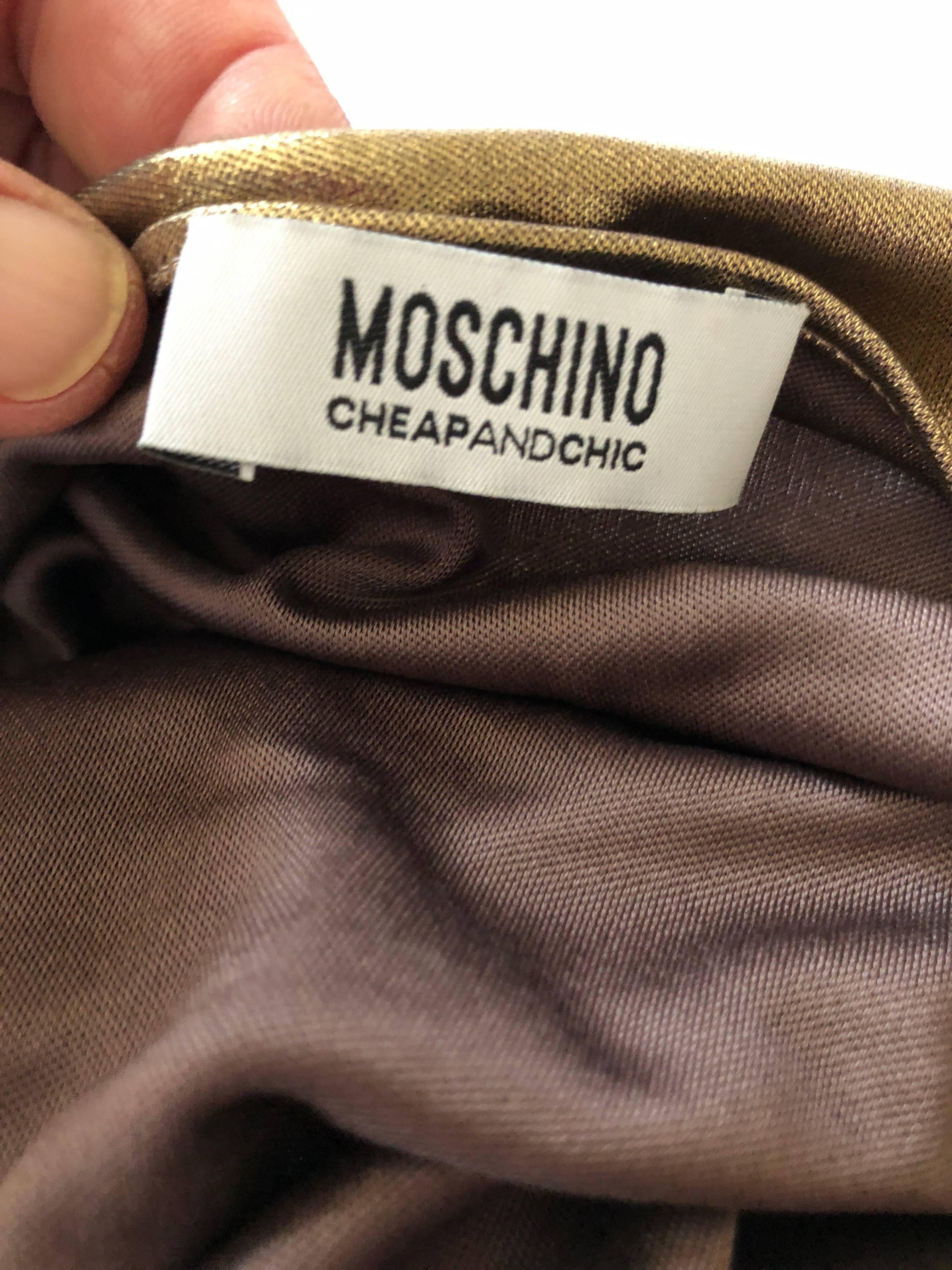 Moschino Vintage Liquid Gold Goddess Cocktail Dress For Sale 4