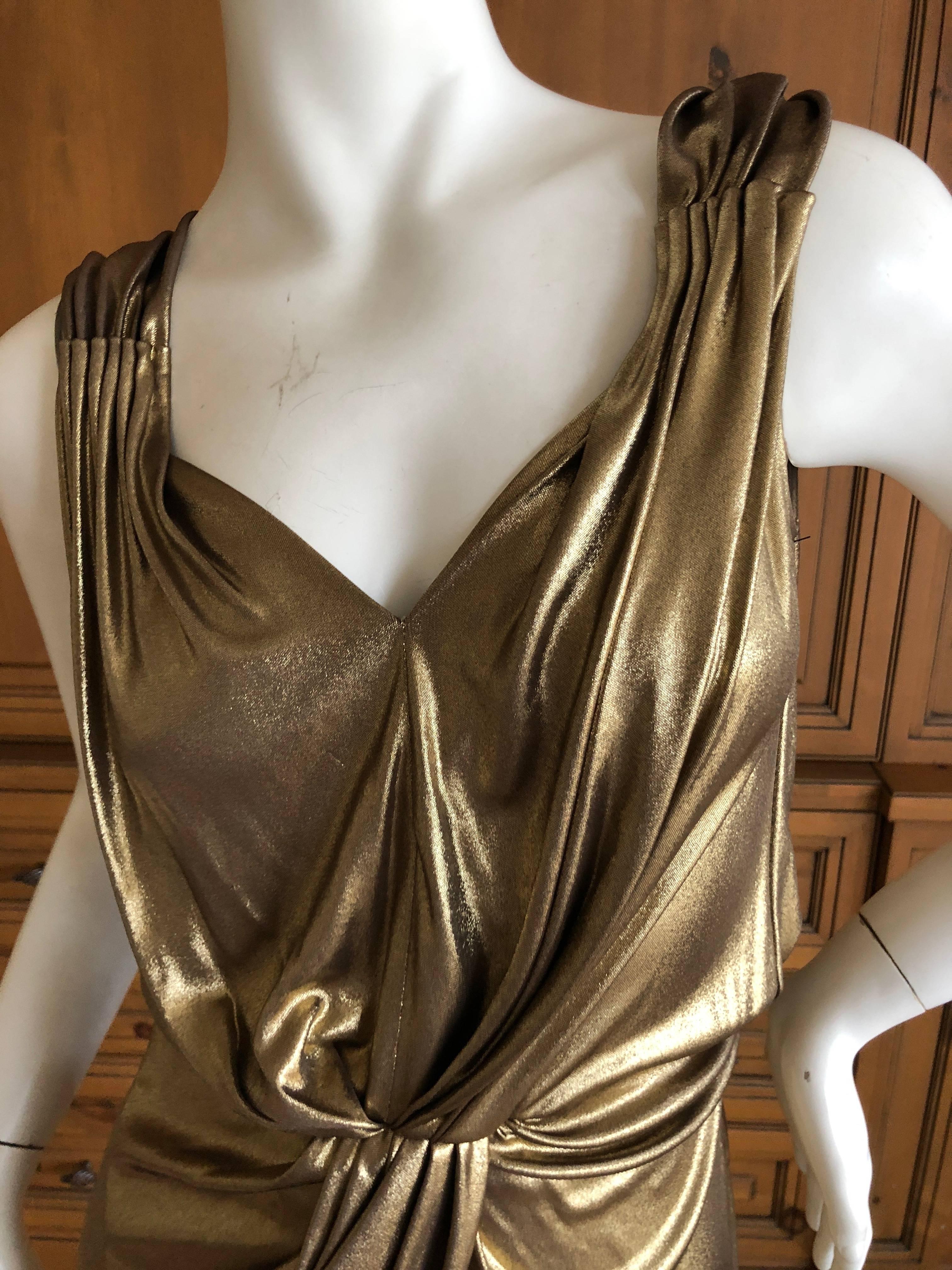 Moschino Vintage Liquid Gold Goddess Cocktail Dress For Sale 3
