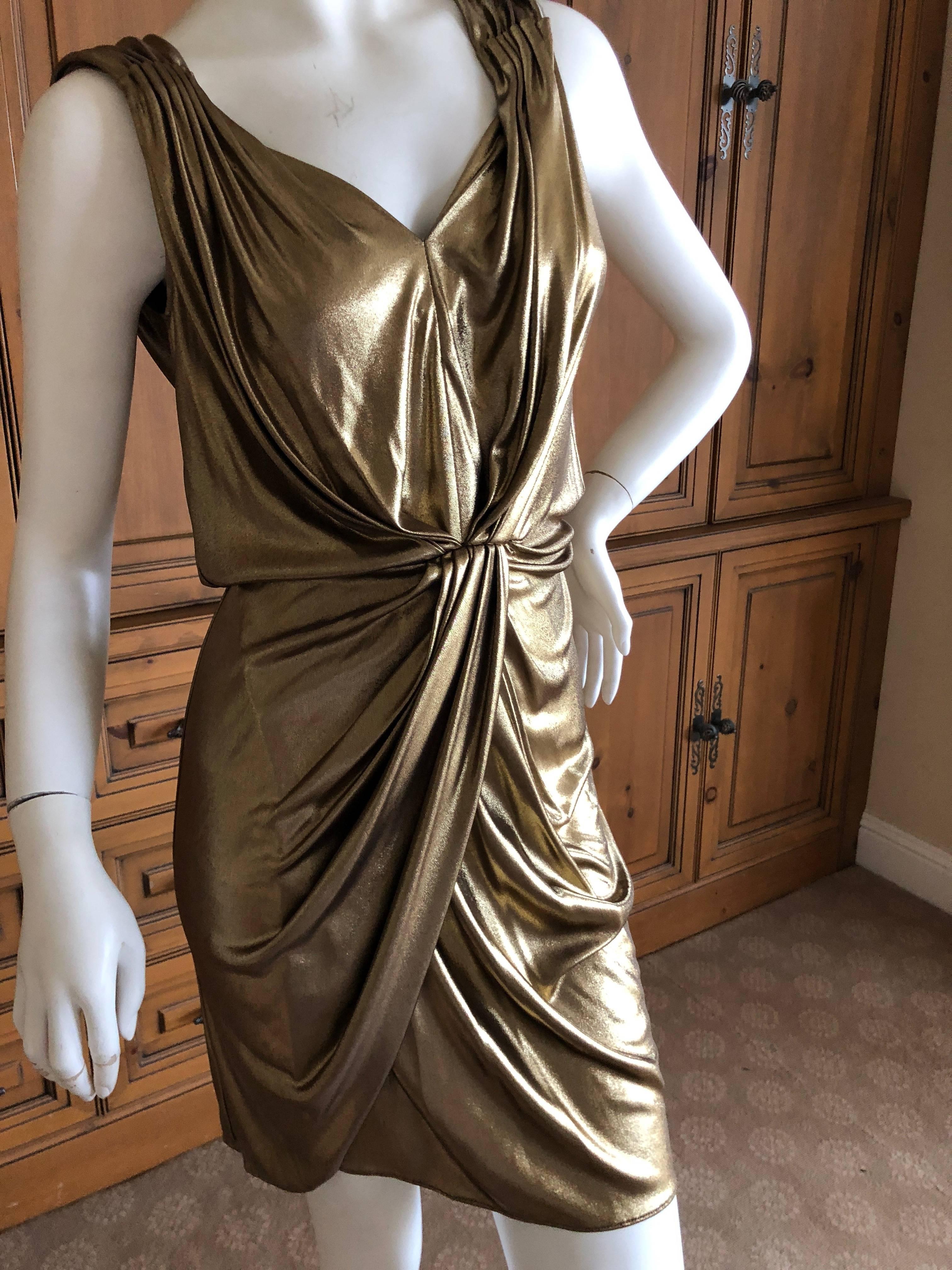 Women's Moschino Vintage Liquid Gold Goddess Cocktail Dress For Sale