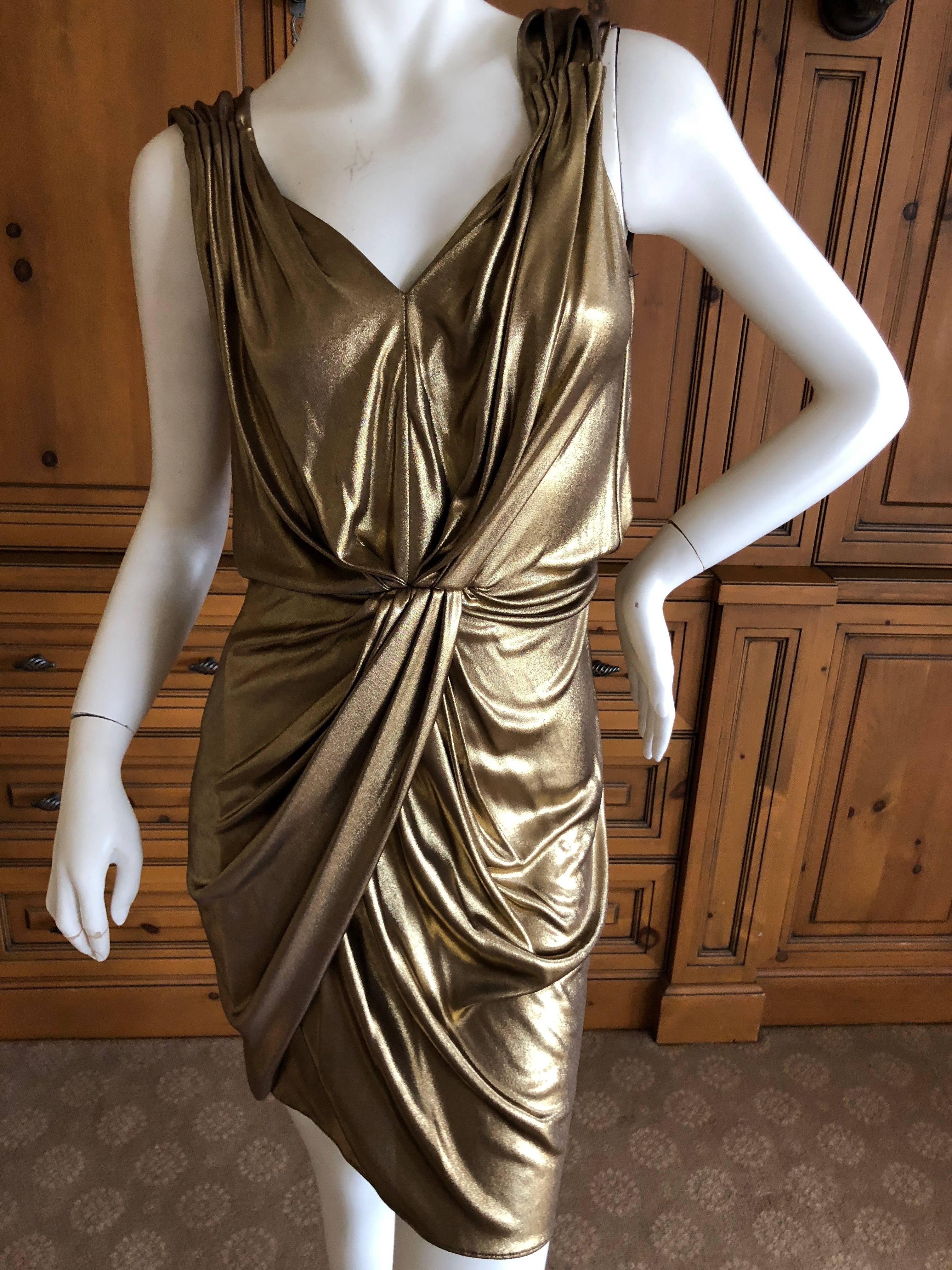 Moschino Vintage Liquid Gold Goddess Cocktail Dress In Excellent Condition For Sale In Cloverdale, CA