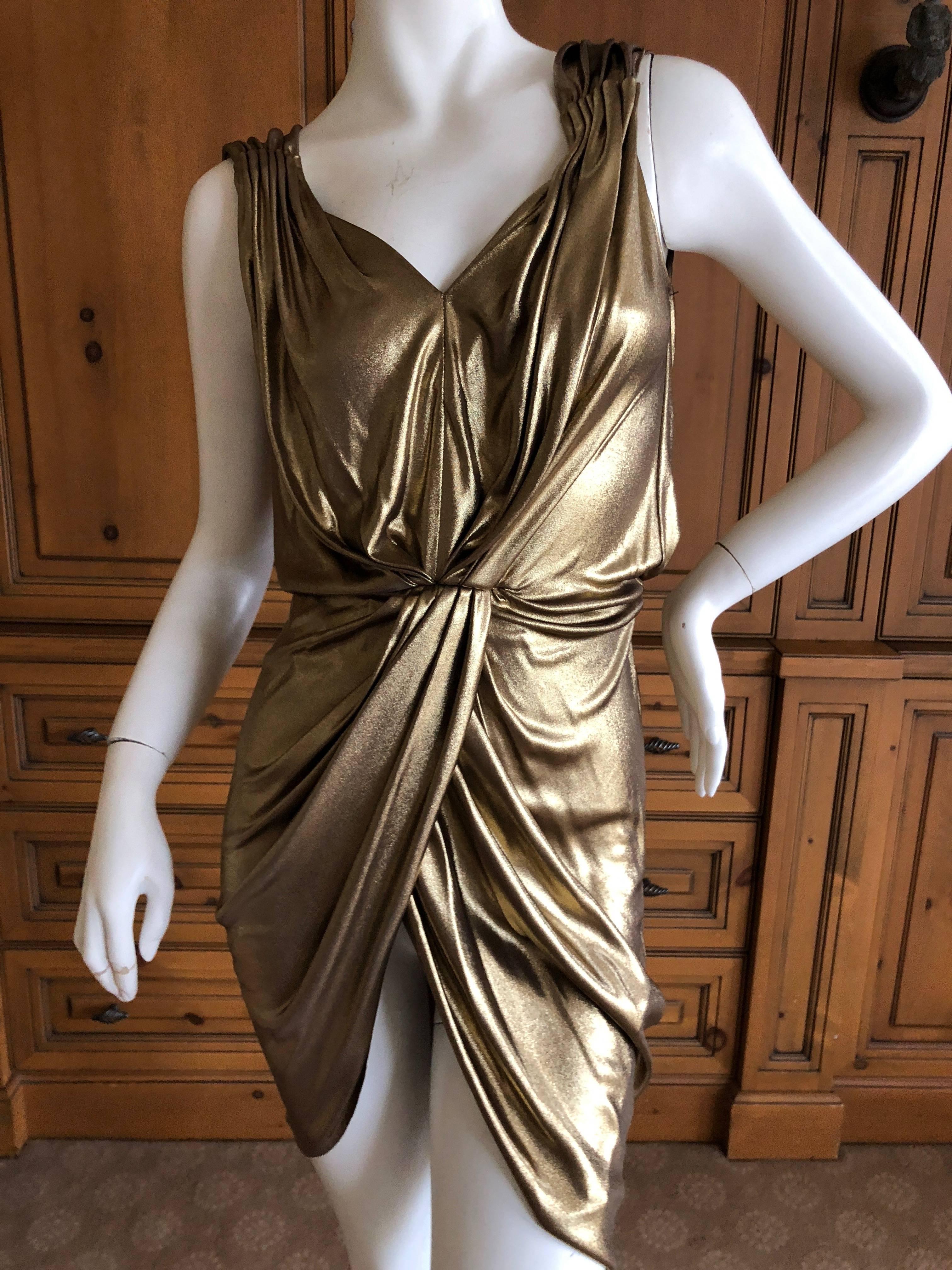 Black Moschino Vintage Liquid Gold Goddess Cocktail Dress For Sale