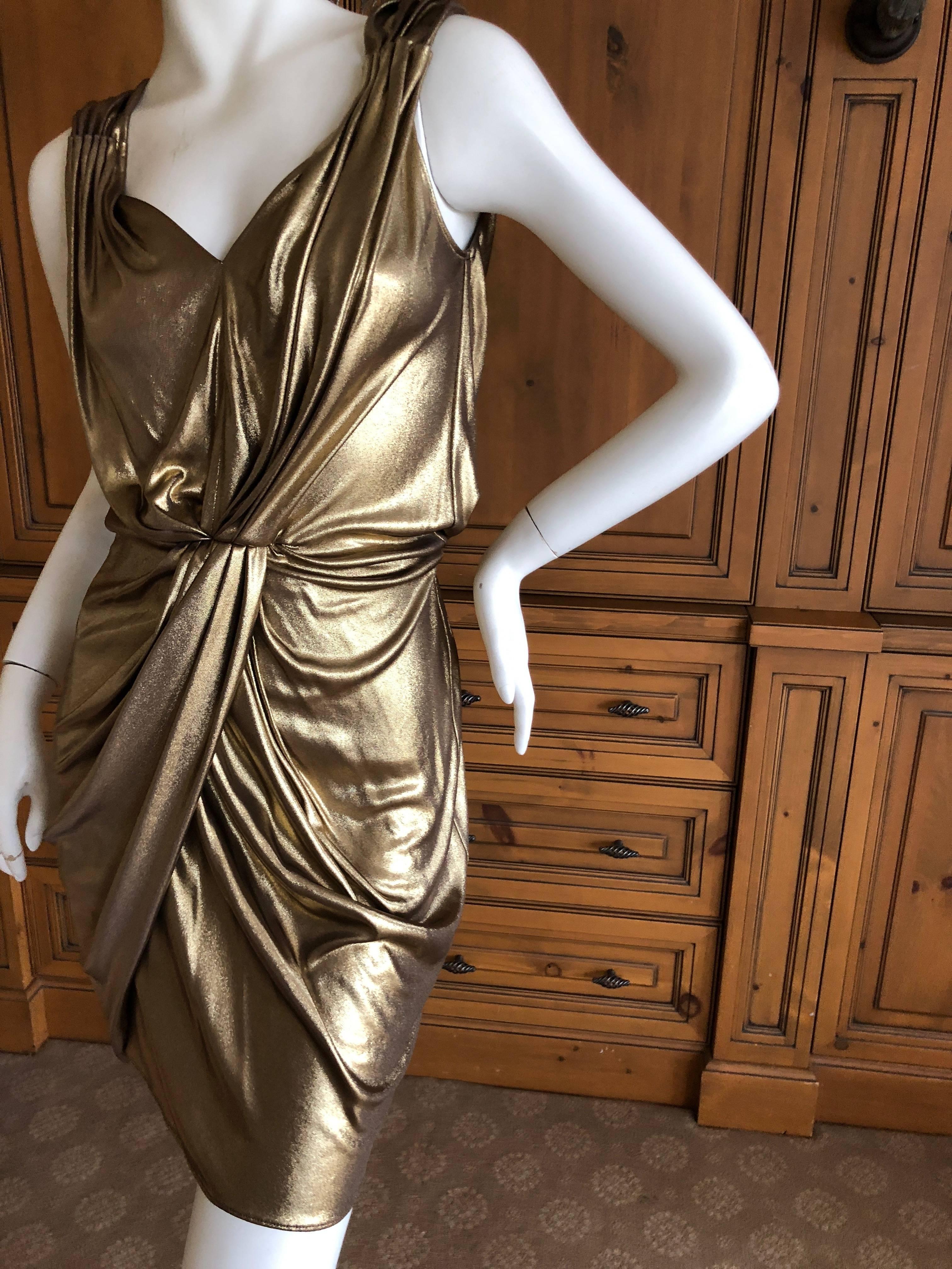 Moschino Vintage Liquid Gold Goddess Cocktail Dress For Sale 2
