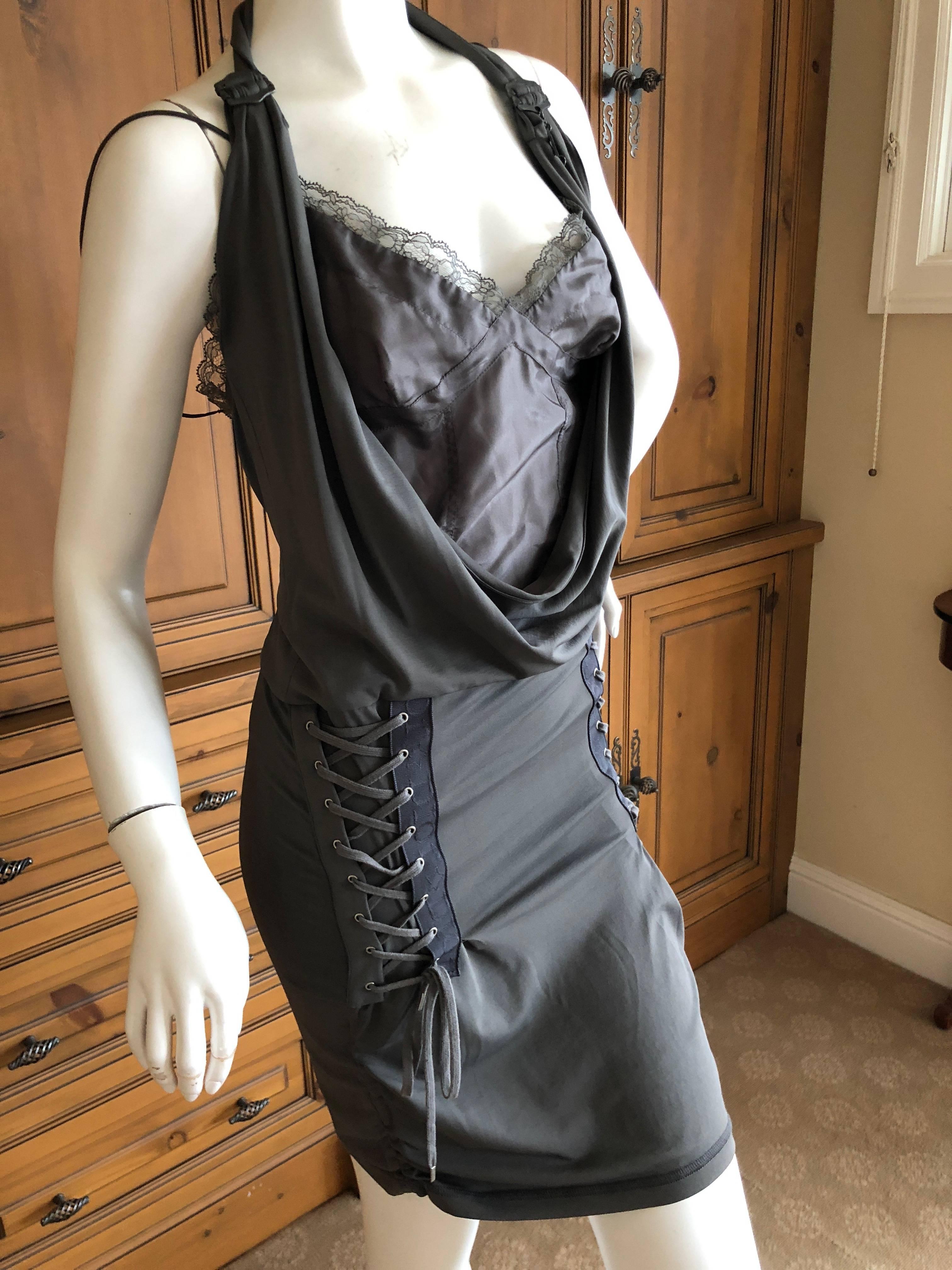 Christian Dior by John Galliano Lingerie Inspired Corset Laced Cocktail Dress In Excellent Condition For Sale In Cloverdale, CA