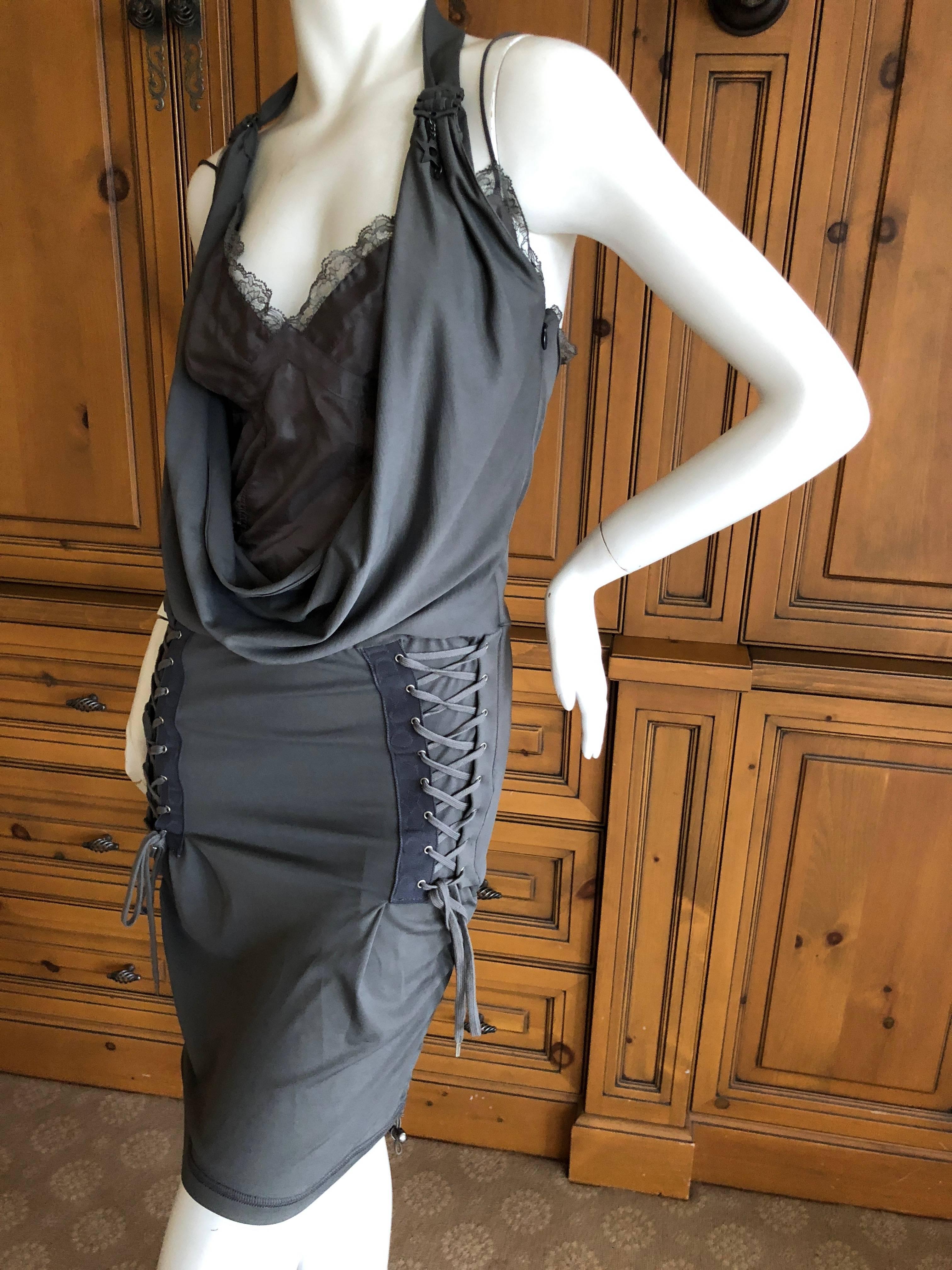 Christian Dior by John Galliano Lingerie Inspired Corset Laced Cocktail Dress For Sale 1