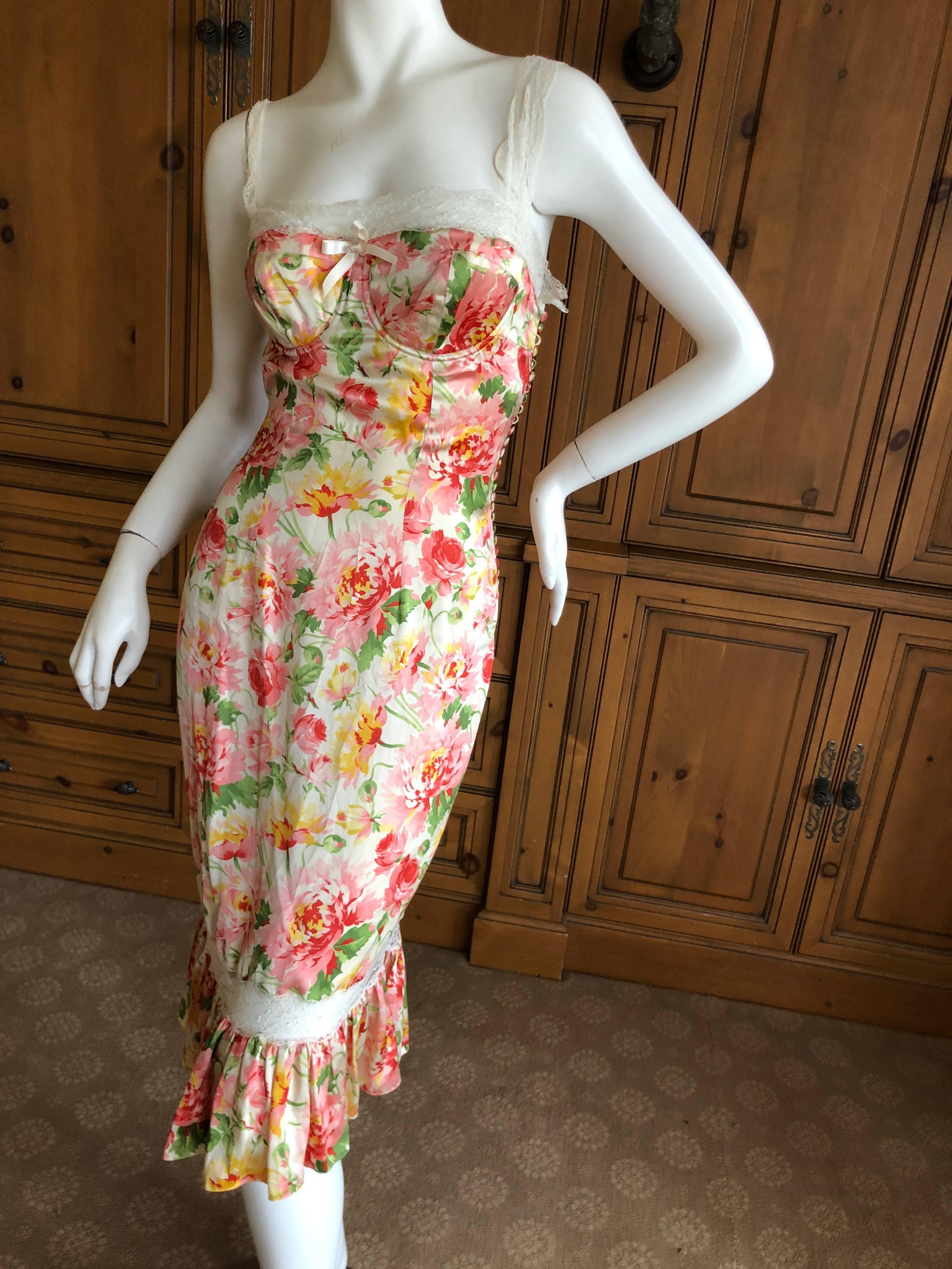 Beige Christian Dior by John Galliano Garden Theme Dress with Sexy Lace Bra