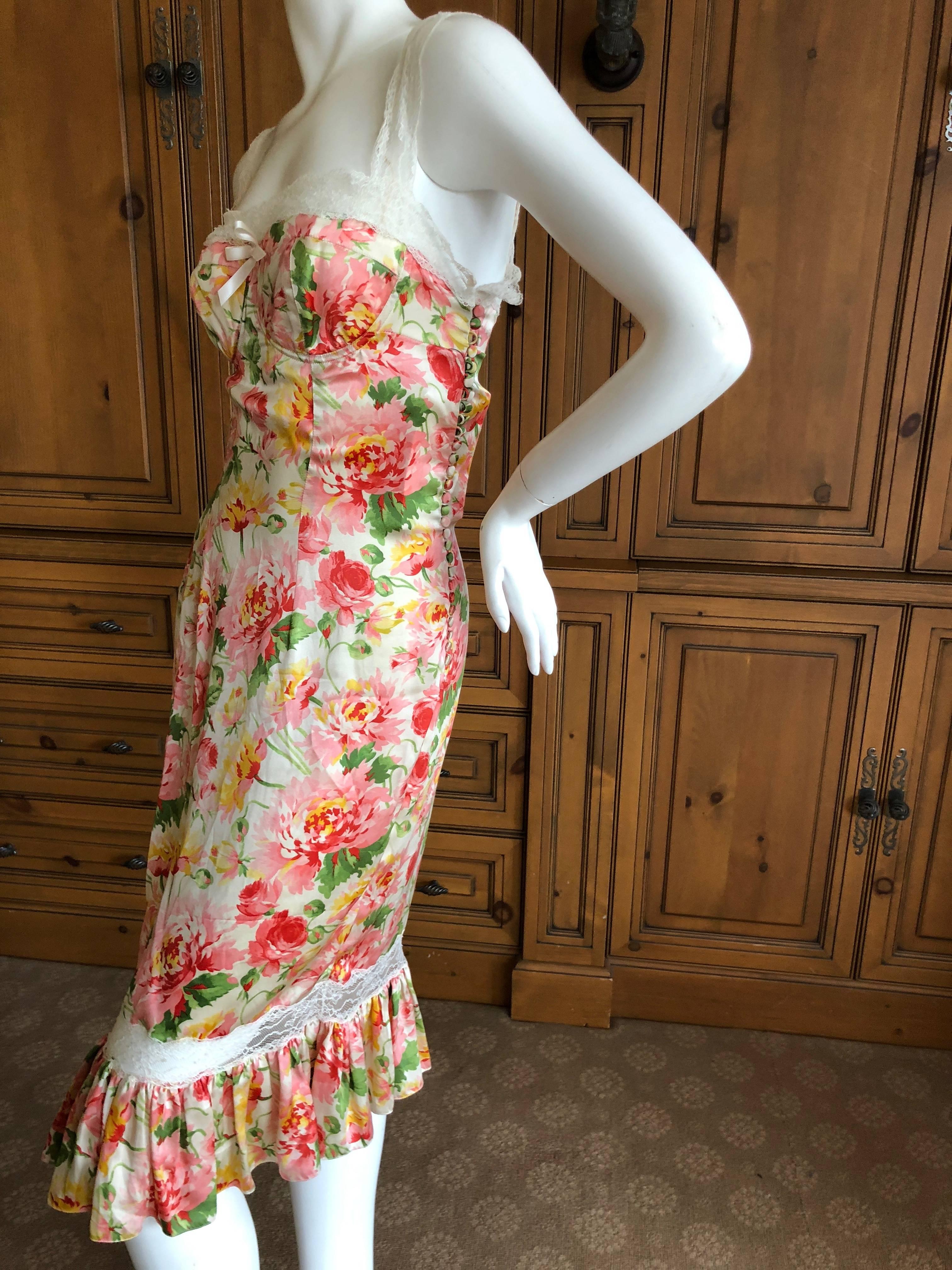 Christian Dior by John Galliano Garden Theme Dress with Sexy Lace Bra In Excellent Condition In Cloverdale, CA