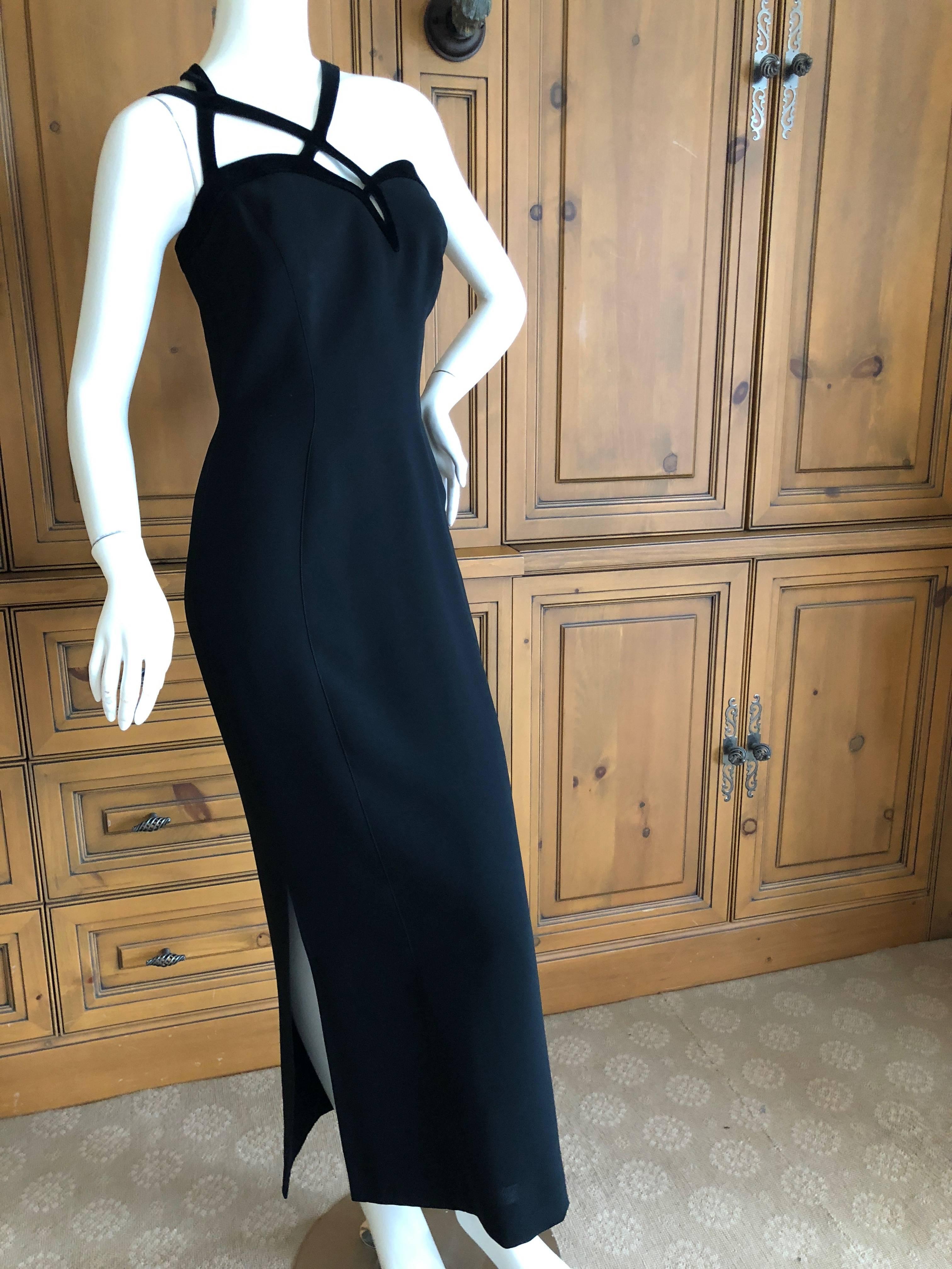 Thierry Mugler Vintage Velvet Trimmed Evening Dress In Excellent Condition For Sale In Cloverdale, CA