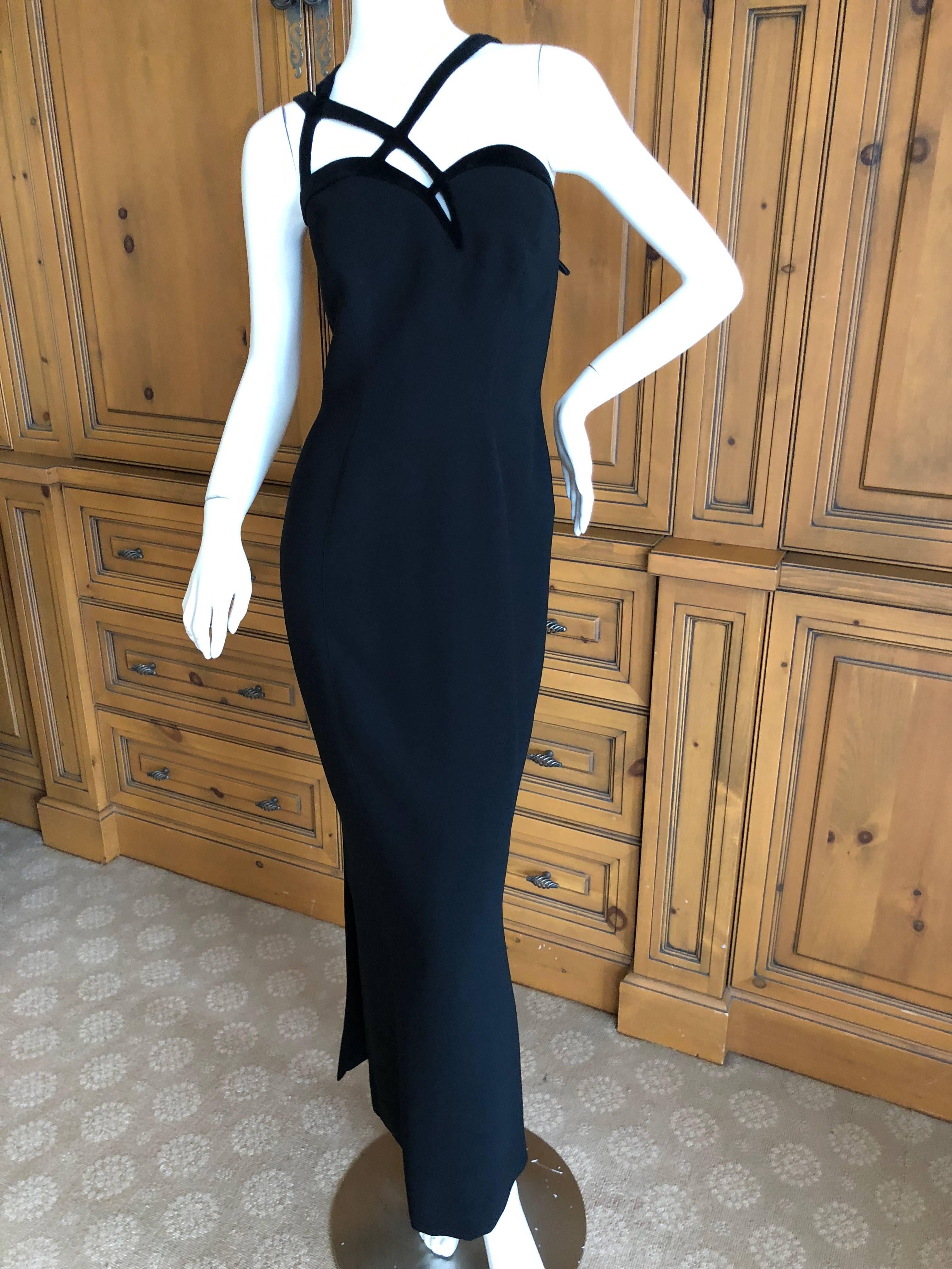 Thierry Mugler Vintage Velvet Trimmed Evening Dress For Sale 4