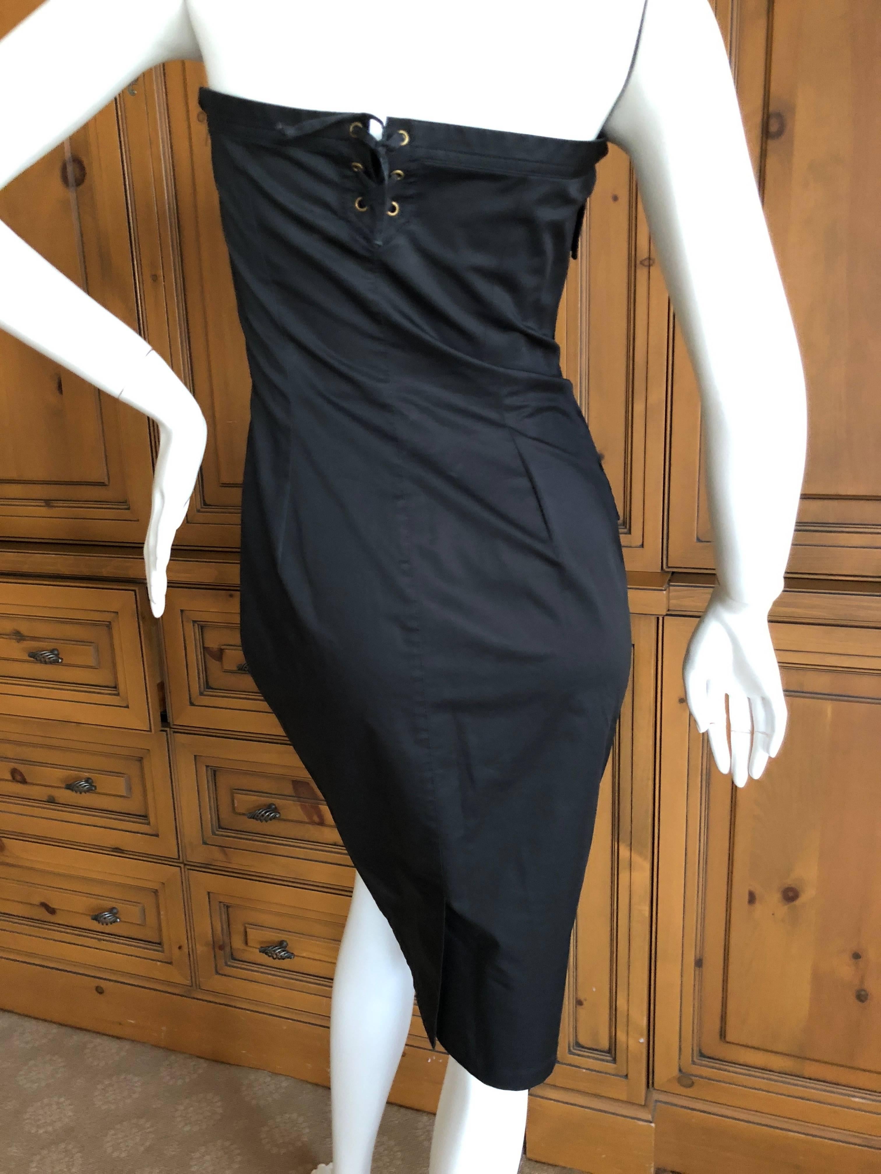 Yves Saint Laurent by Tom Ford Strapless Black Safari Dress with Corset Lacing  For Sale 3