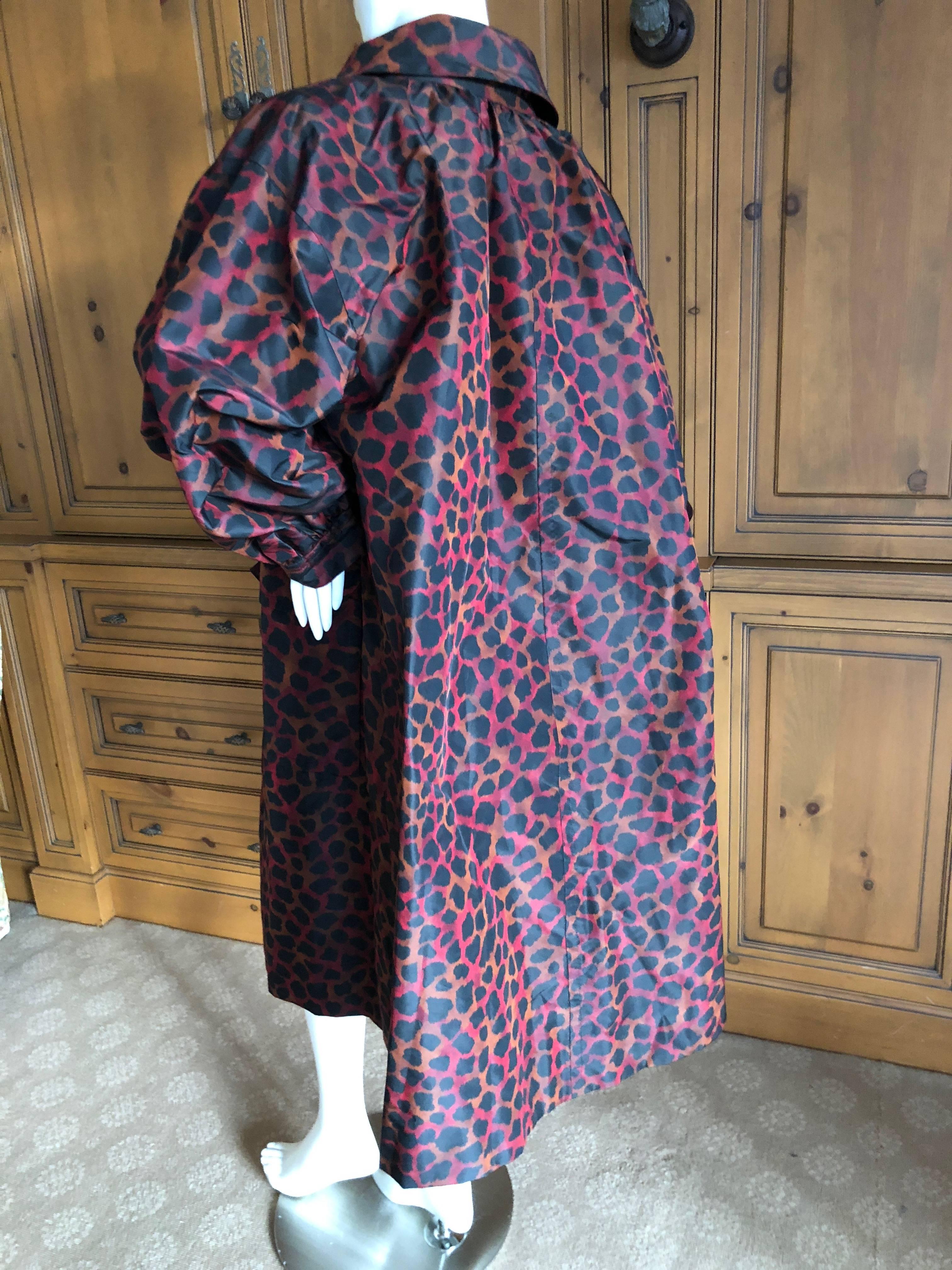Women's Yves Saint Laurent Numbered Haute Couture Silk Taffeta Leopard Print Swing Coat For Sale