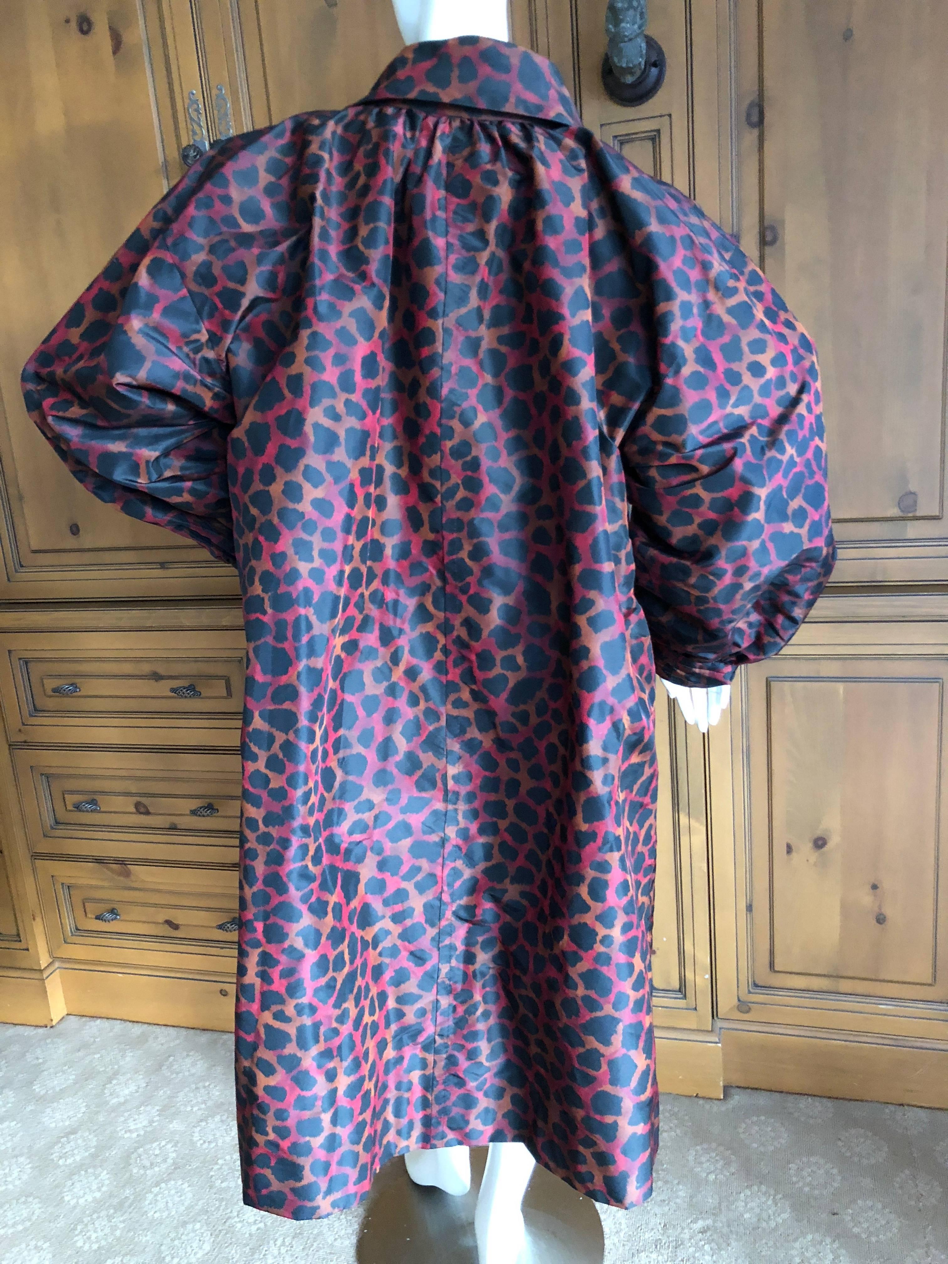 Yves Saint Laurent Numbered Haute Couture Silk Taffeta Leopard Print Swing Coat For Sale 1