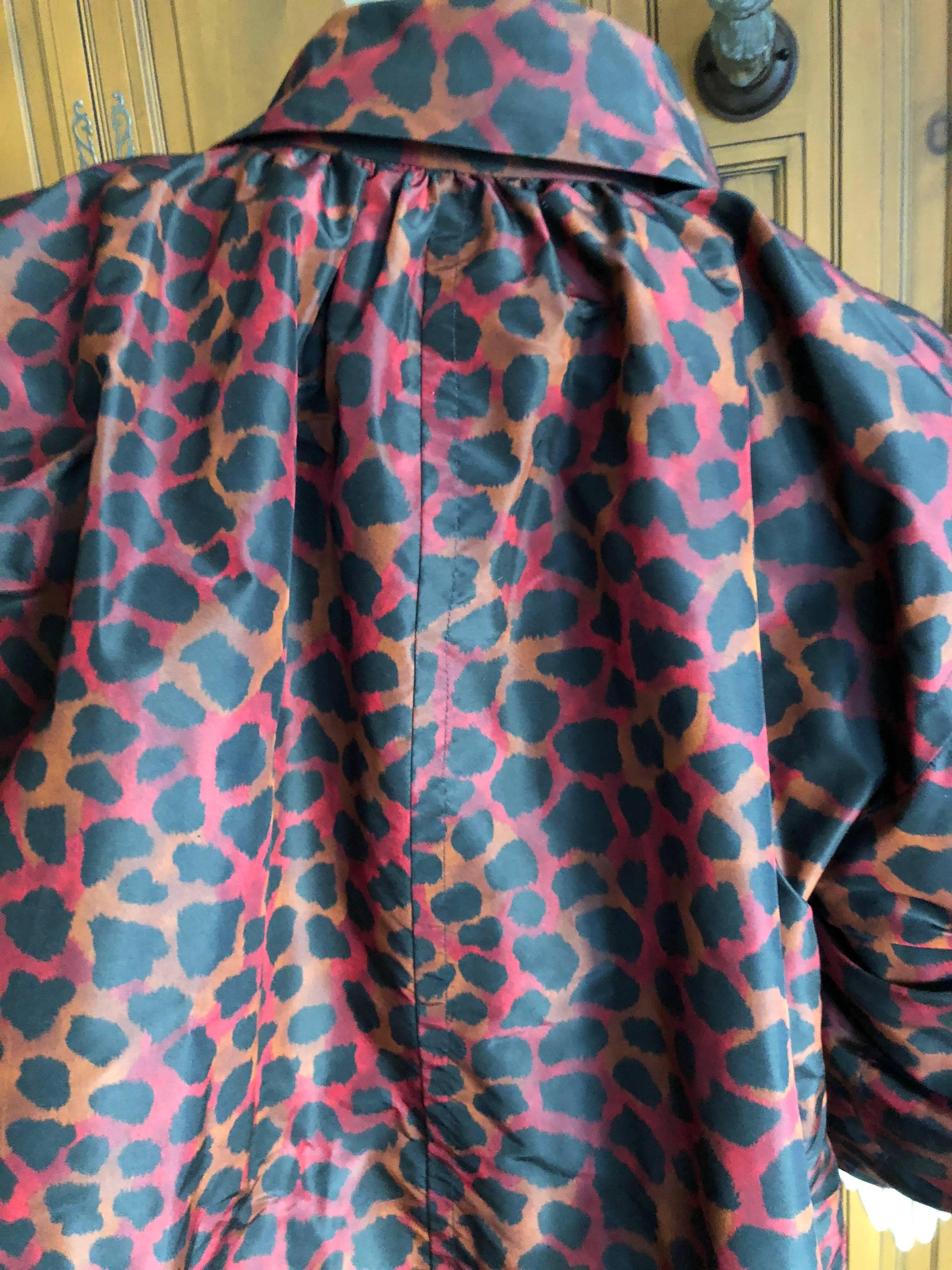 Yves Saint Laurent Numbered Haute Couture Silk Taffeta Leopard Print Swing Coat For Sale 2