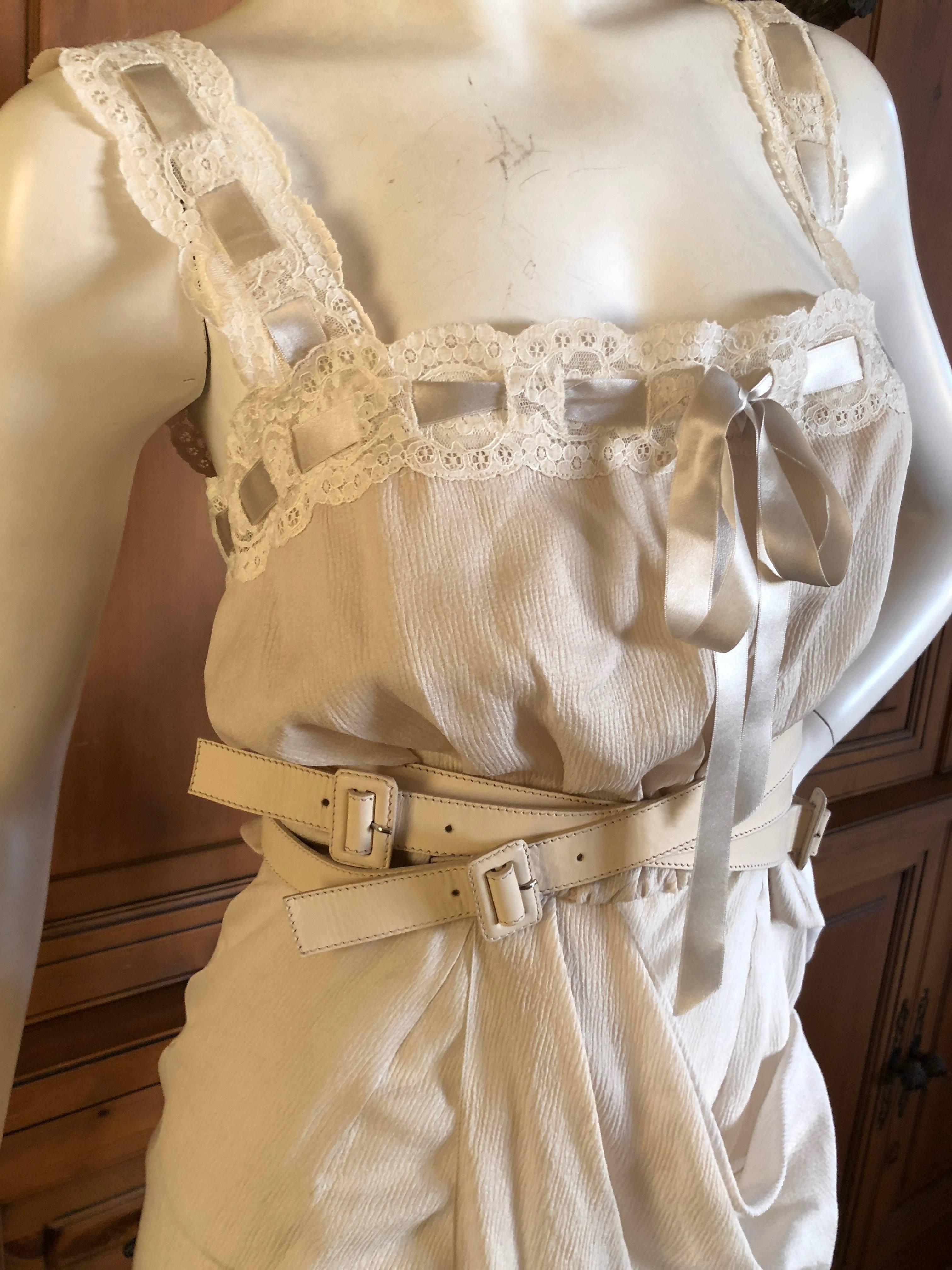 Christian Dior by John Galliano Silk Chiffon Evening Dress Leather Straps, 2010 In Excellent Condition In Cloverdale, CA