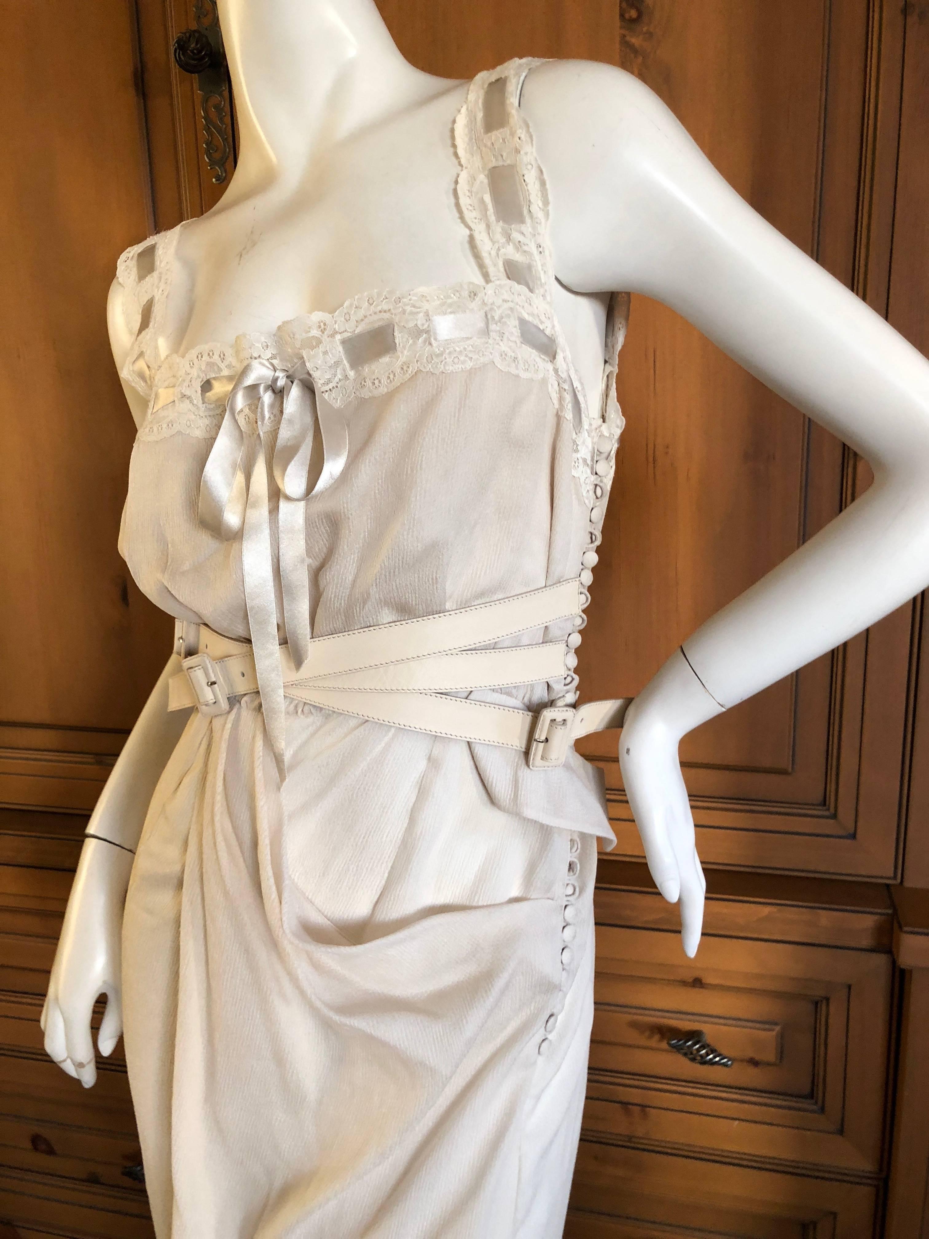 Christian Dior by John Galliano Silk Chiffon Evening Dress Leather Straps, 2010 2