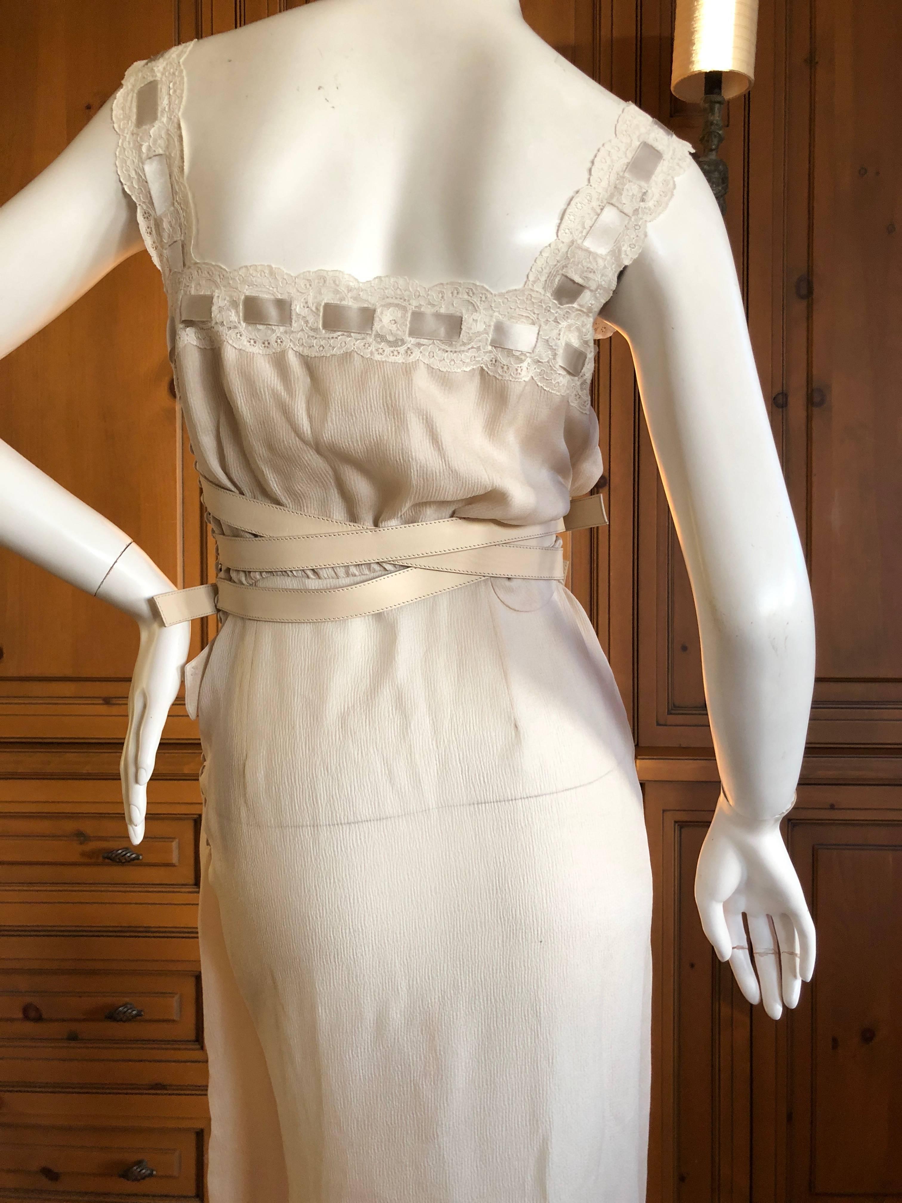 Christian Dior by John Galliano Silk Chiffon Evening Dress Leather Straps, 2010 1