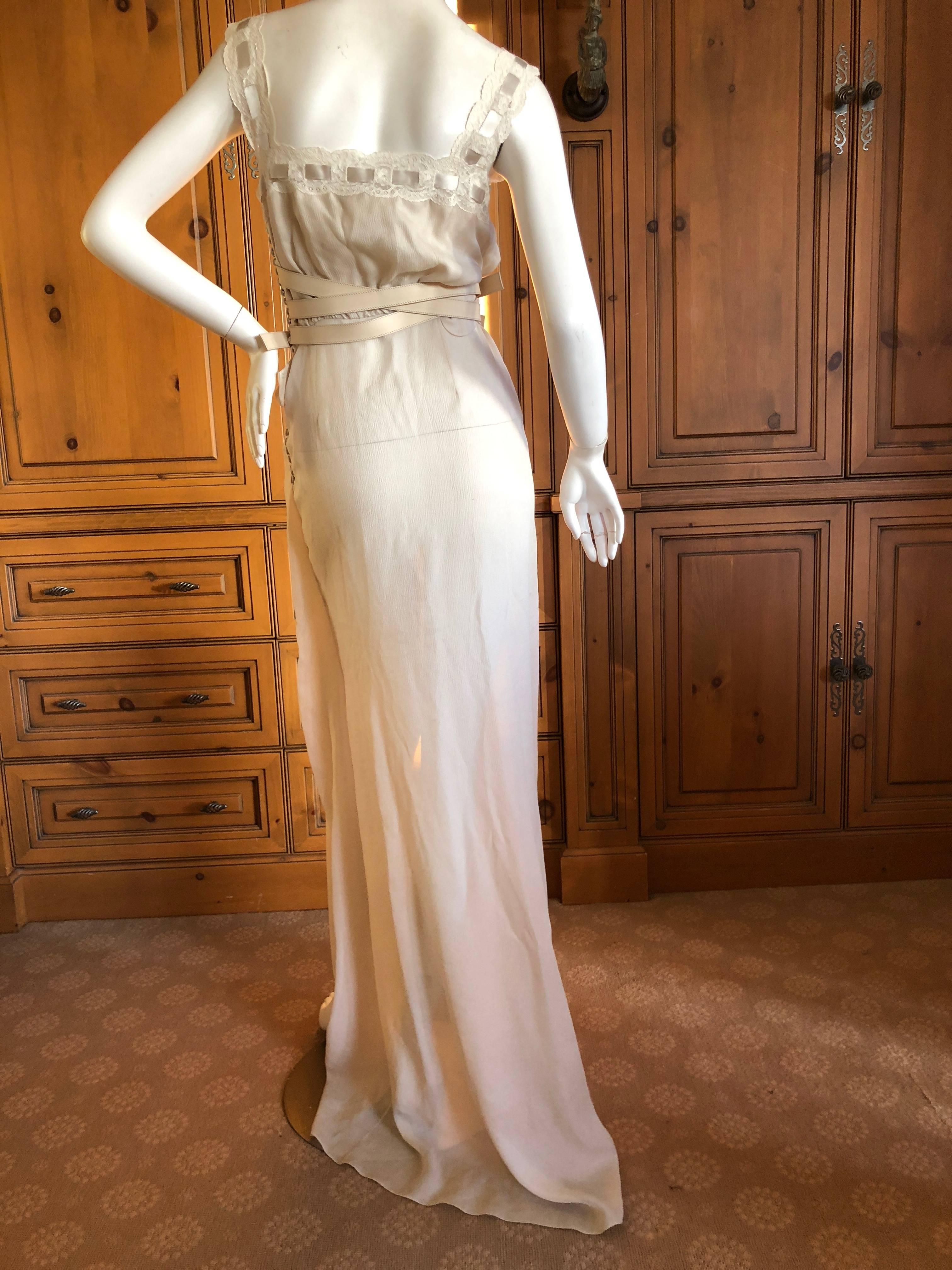 Women's Christian Dior by John Galliano Silk Chiffon Evening Dress Leather Straps, 2010