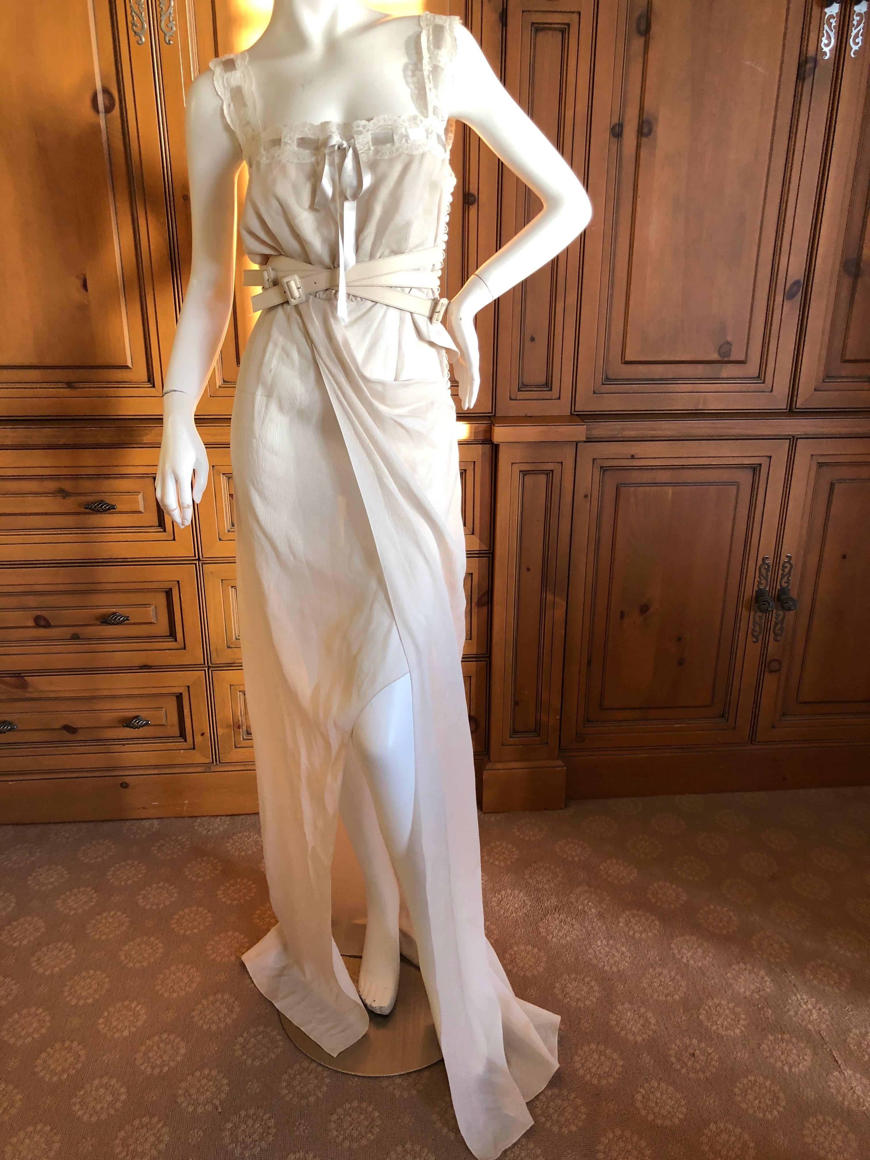 Christian Dior by John Galliano Silk Chiffon Evening Dress Leather Straps, 2010 4