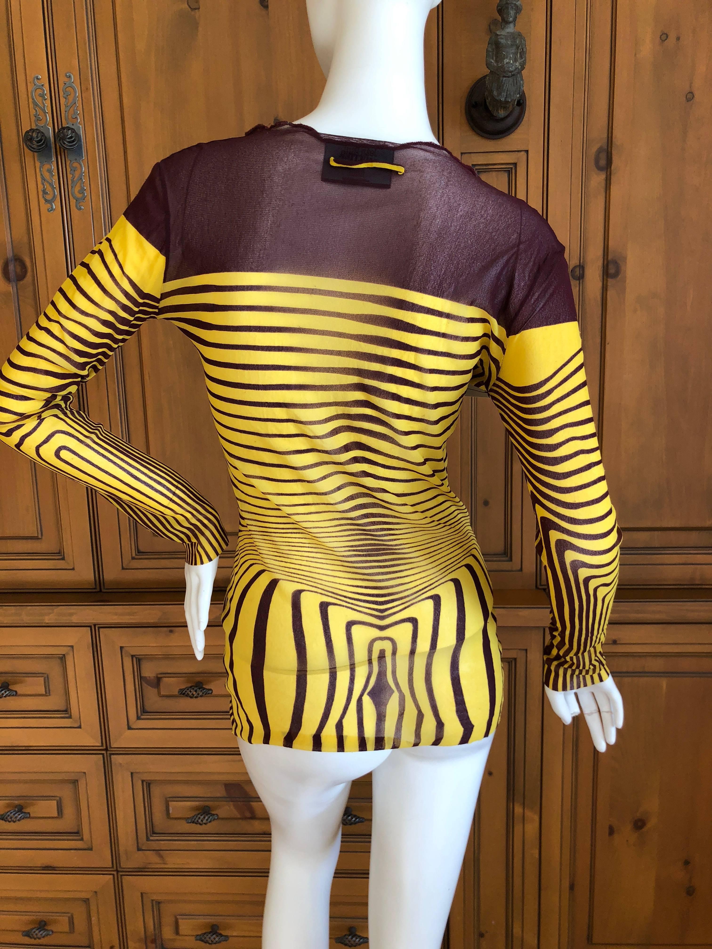 Jean Paul Gaultier Maille Vintage Op Art Long Sleeve Torso Top  In Good Condition For Sale In Cloverdale, CA