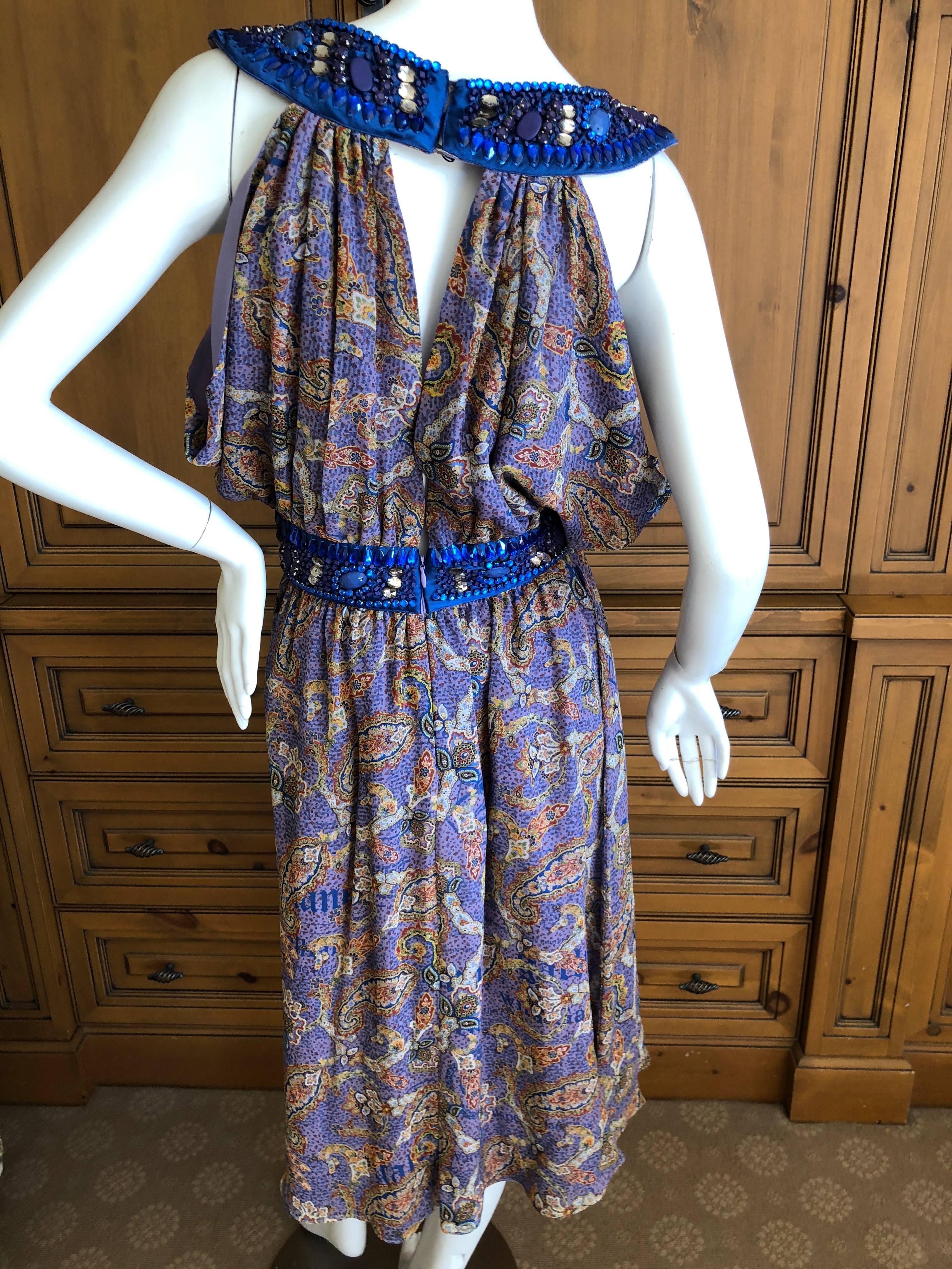 John Galliano Exquisite Jewel Embellished Silk Paisley Dress NWT For Sale 1