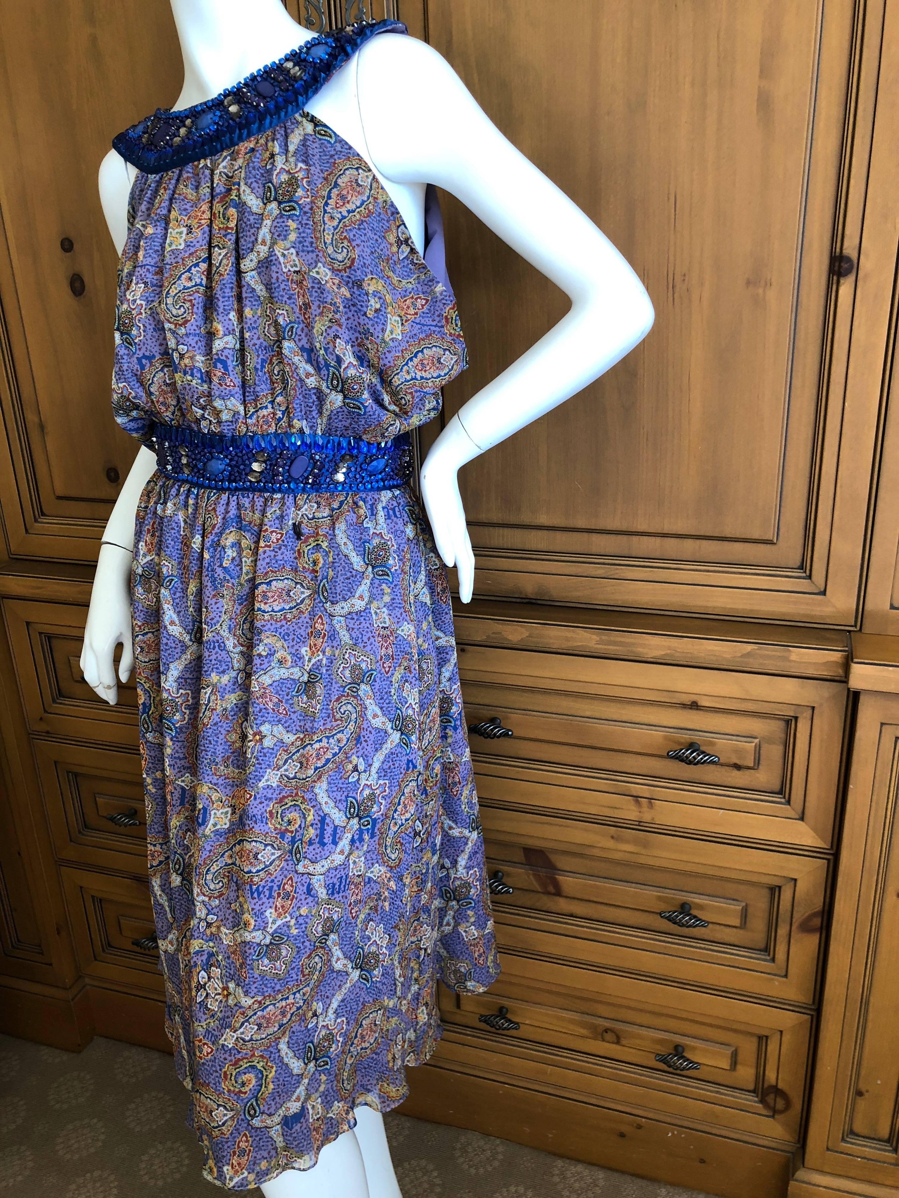 John Galliano Exquisite Jewel Embellished Silk Paisley Dress NWT In New Condition For Sale In Cloverdale, CA