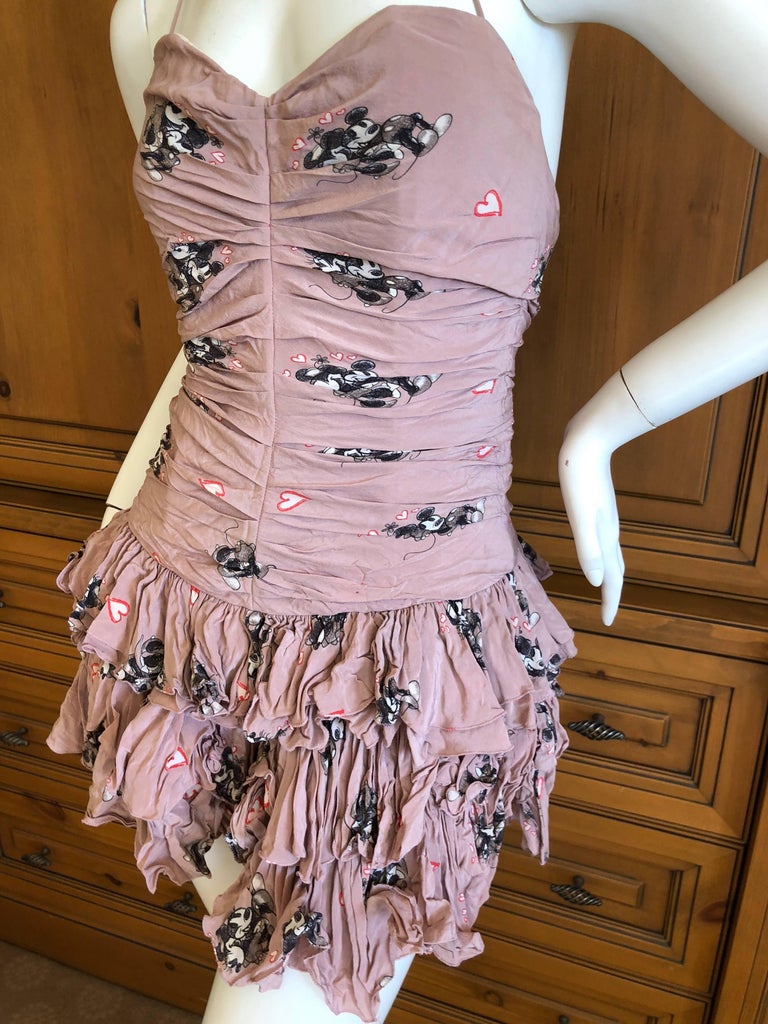 D&G Dolce and Gabbana Vintage Micky and Minnie Mouse Print Ruched Mini Dress  / Top For Sale at 1stDibs | dolce and gabbana mickey mouse, d&g mickey mouse  t shirt, mickey mouse