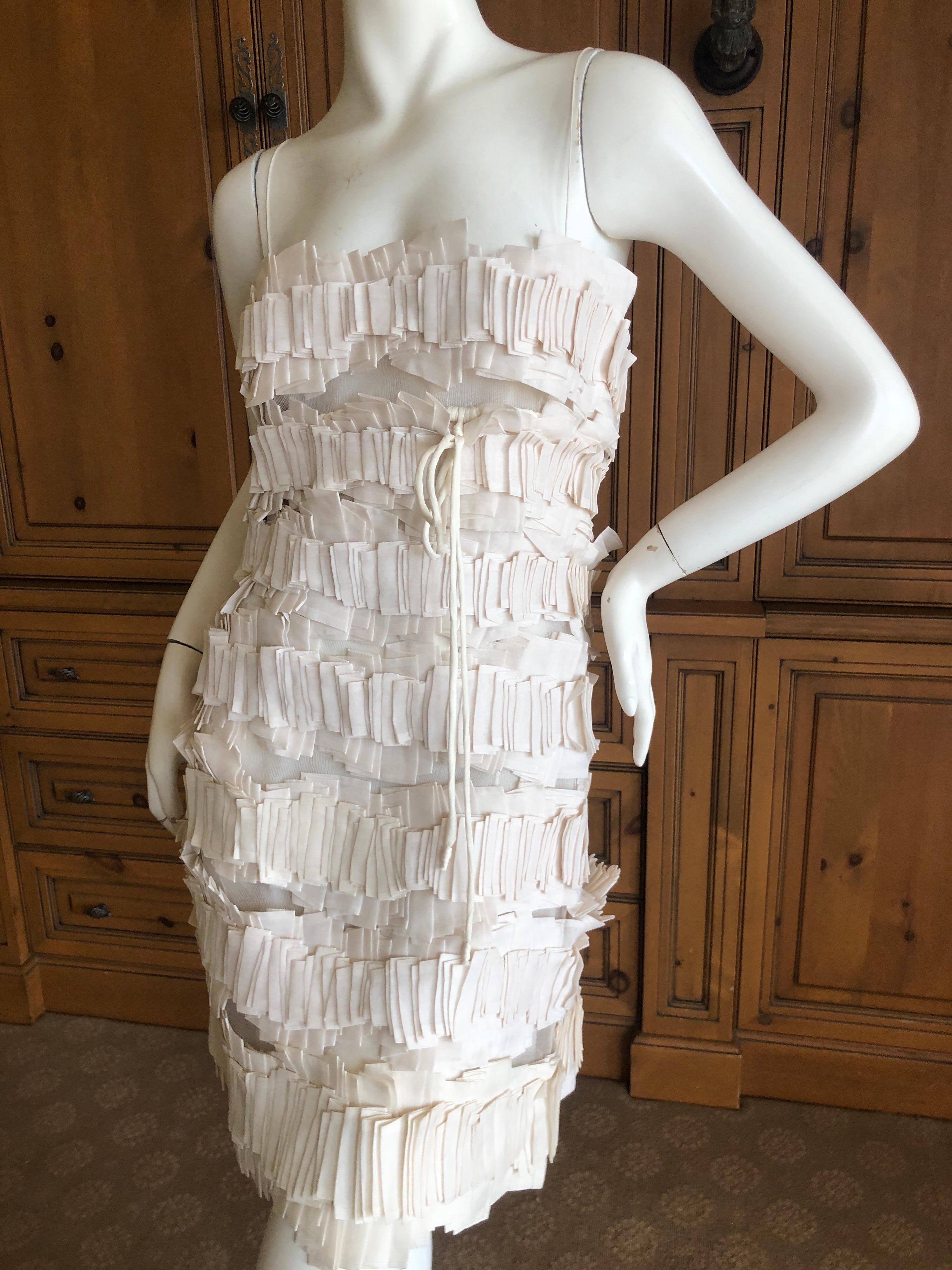 Women's Chado Ralph Rucci Romantic Ivory Origami on Mesh Dress Size 4 For Sale