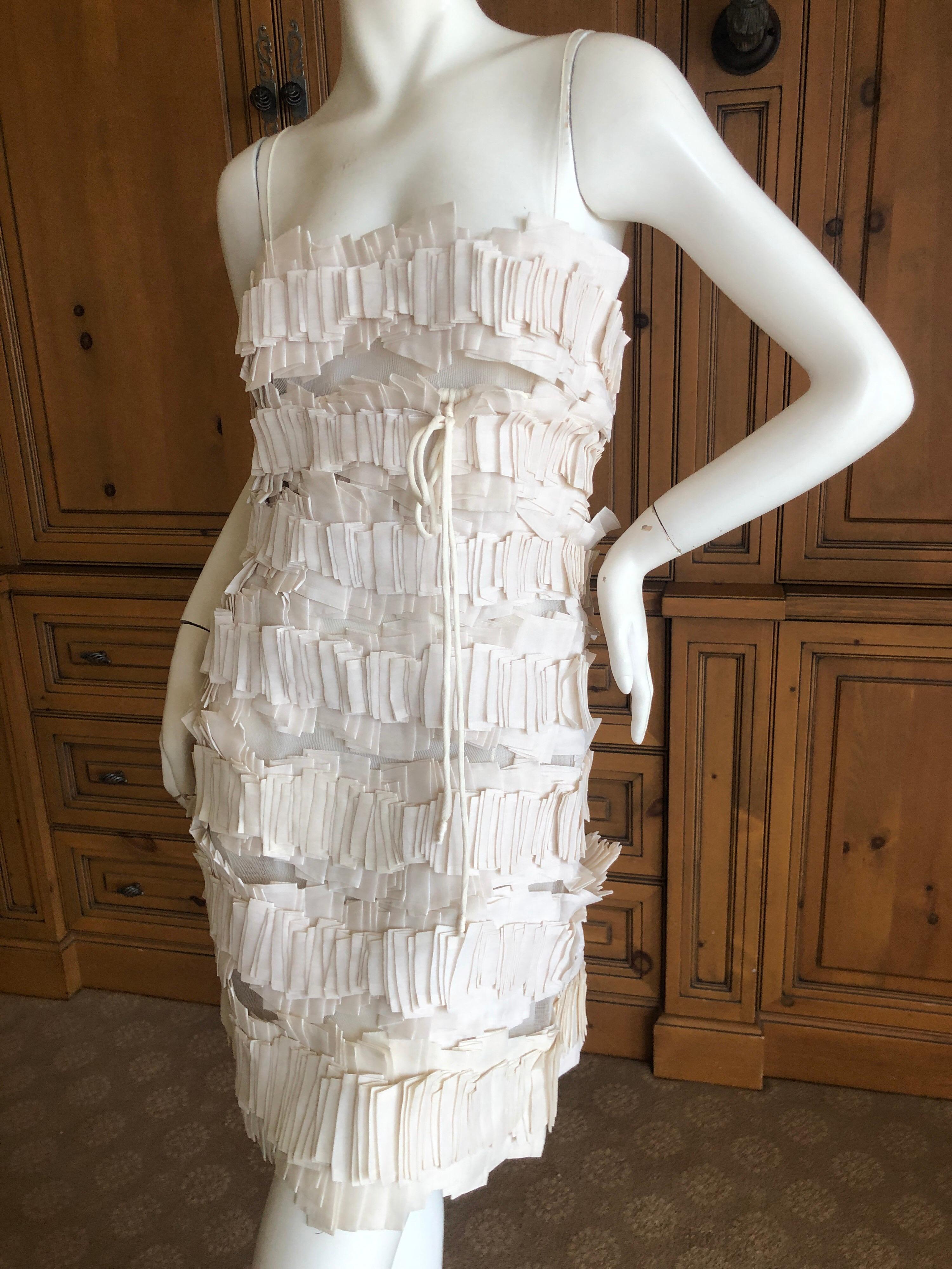 Chado Ralph Rucci Romantic Ivory Origami on Mesh Dress Size 4 For Sale 1