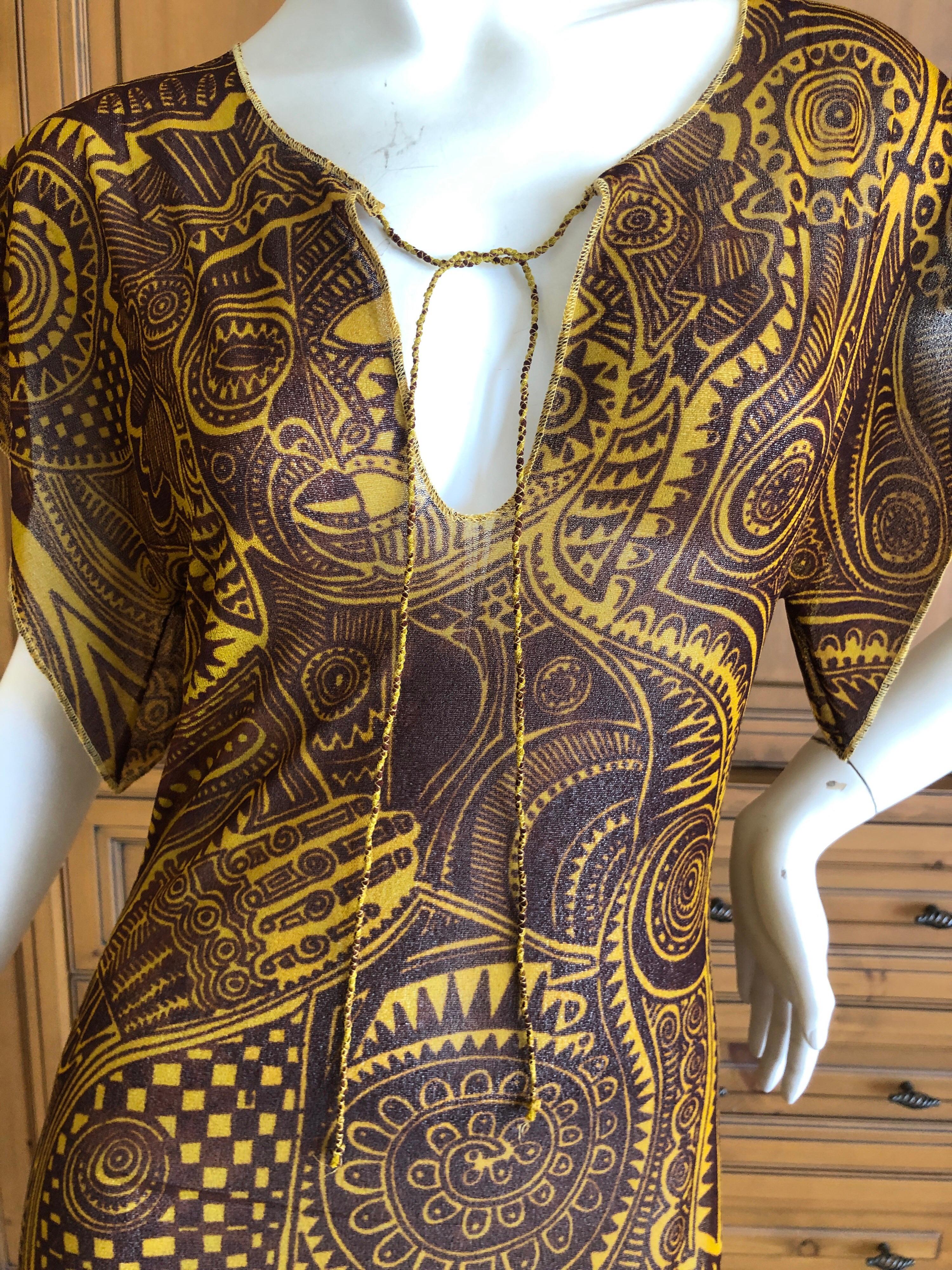 Jean Paul Gaultier Soleil Maori Tattoo Print Dress by Fuzzi In Excellent Condition For Sale In Cloverdale, CA