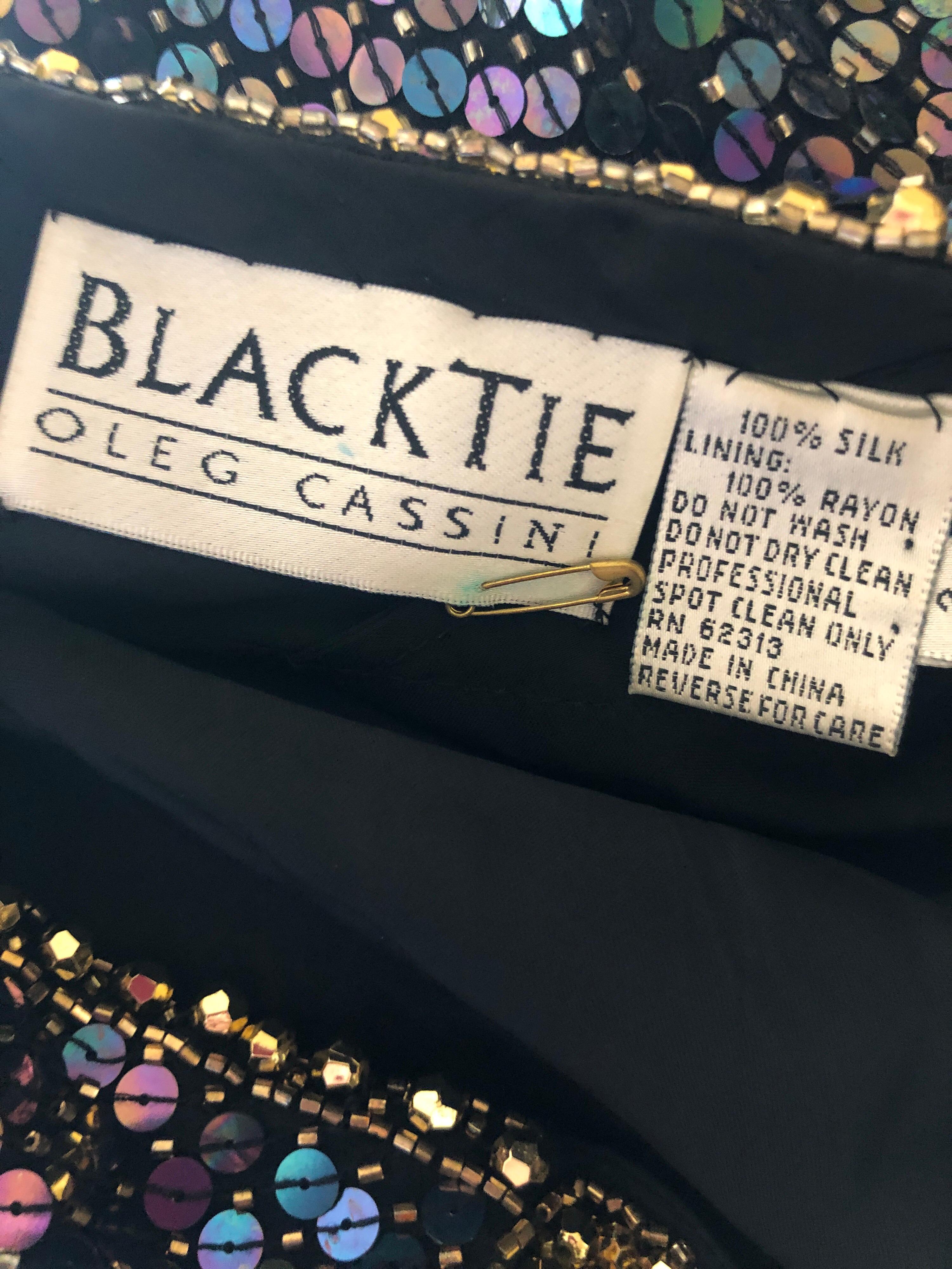 Oleg Cassini Seventies Sequin Beaded Backless Evening Dress In Good Condition In Cloverdale, CA