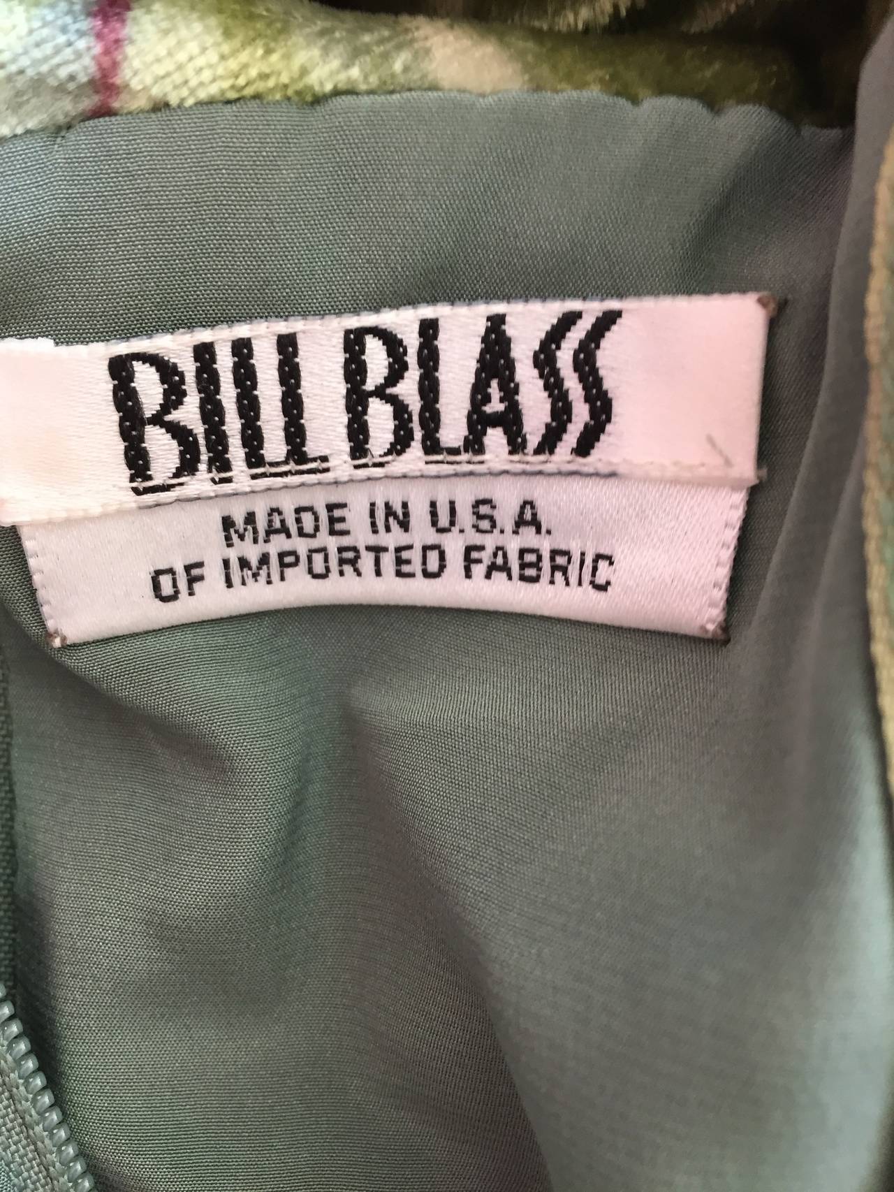 Bill Blass 1970's Elegant Floral Silk Velvet Strapless Dress with Shawl 5
