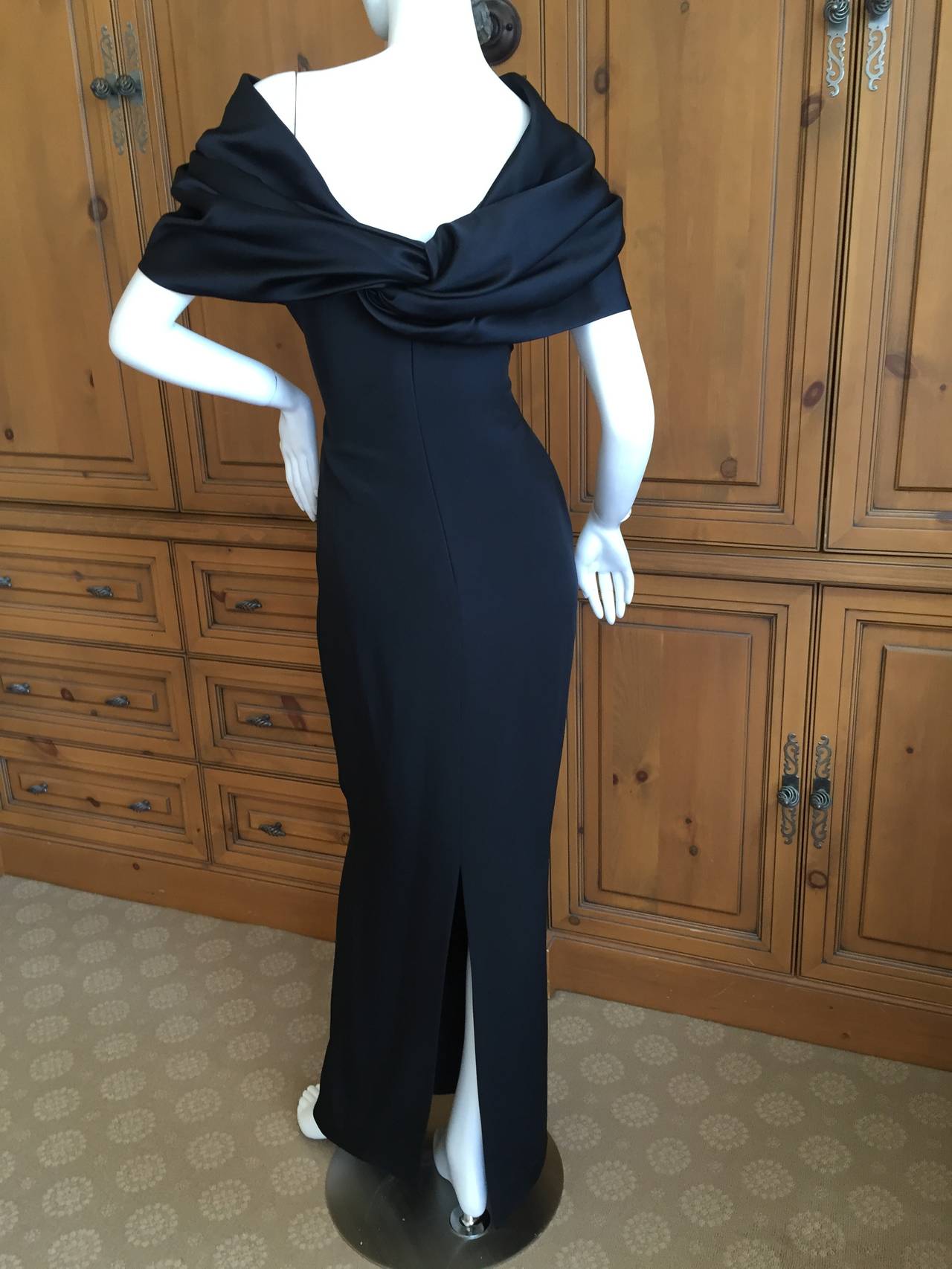 Bill Blass Lovely 70's Black Sleeveless Dress with Attached Capelet / Stole 1