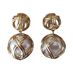 Christian Dior by Grosse Pearl Cage Drop Earrings