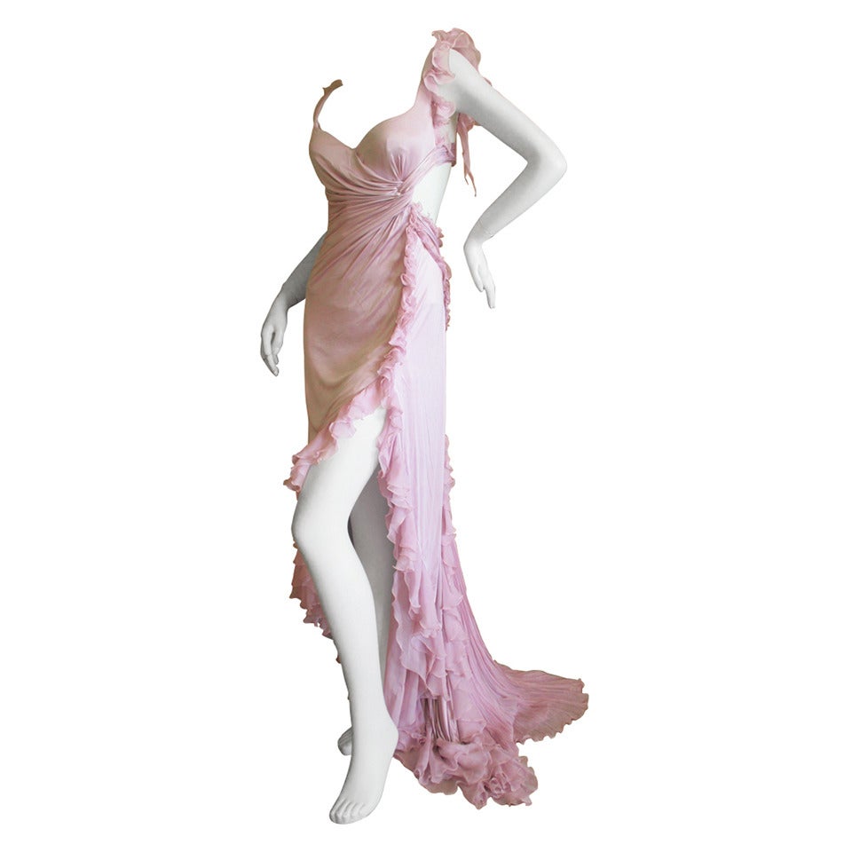 Atelier Versace Vintage Lavender Ruffled Backless Dress