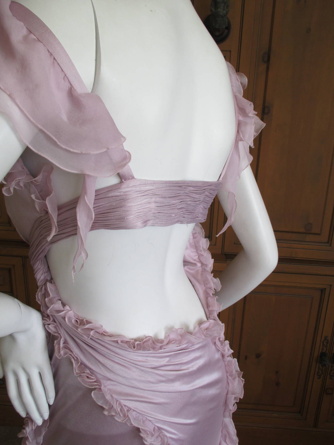 Women's Atelier Versace Vintage Lavender Ruffled Backless Dress