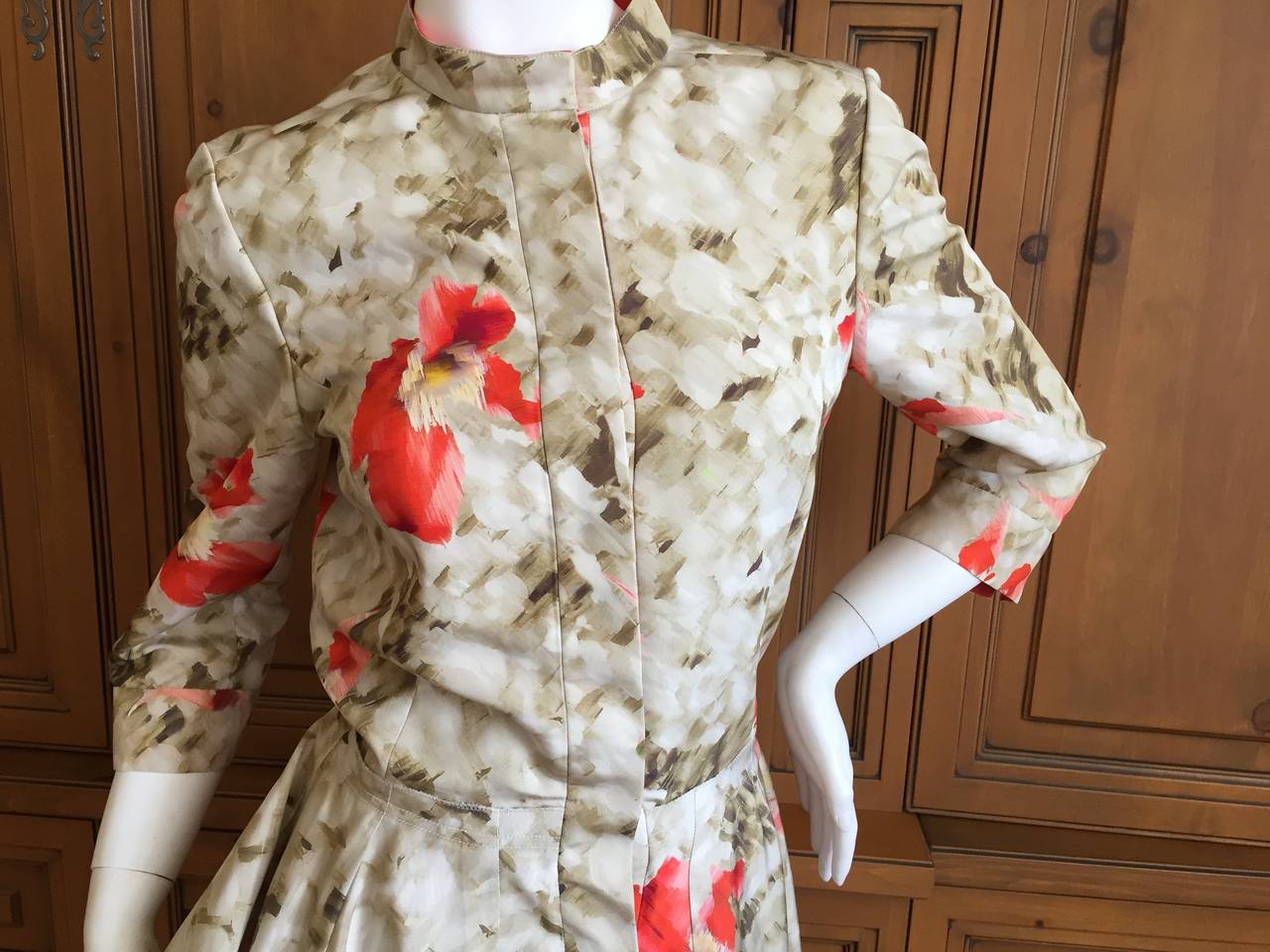 Women's Oscar de la Renta Vintage Silk Floral Dress