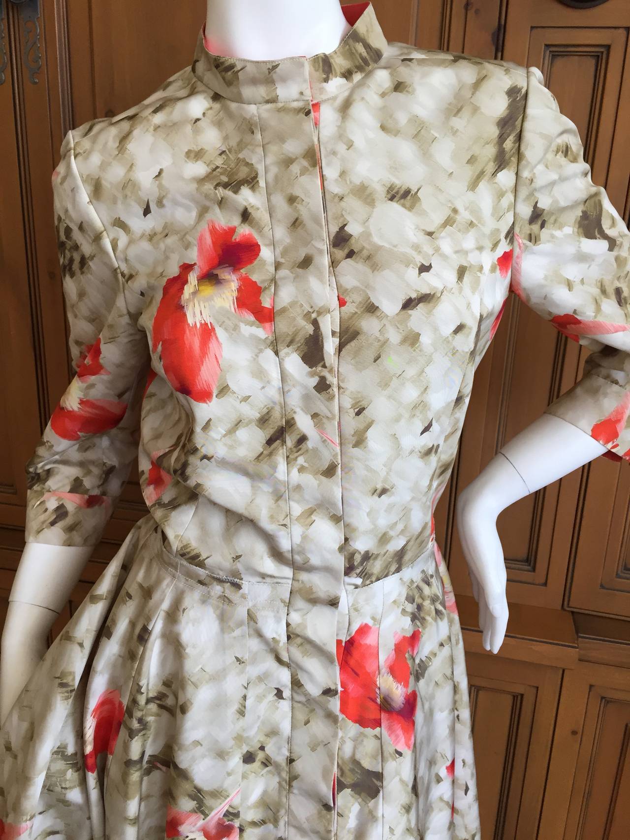 Oscar de la Renta Vintage Silk Floral Dress 2