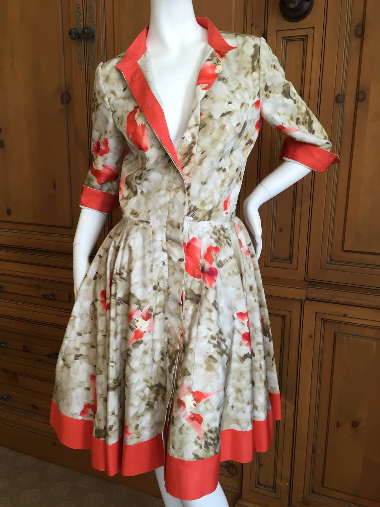Oscar de la Renta Vintage Silk Floral Dress 5