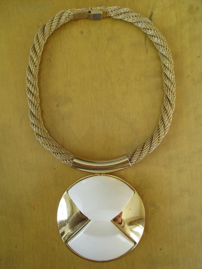 Lanvin 1970's Oversize Modernist Necklace
The pendant is 3 1/2