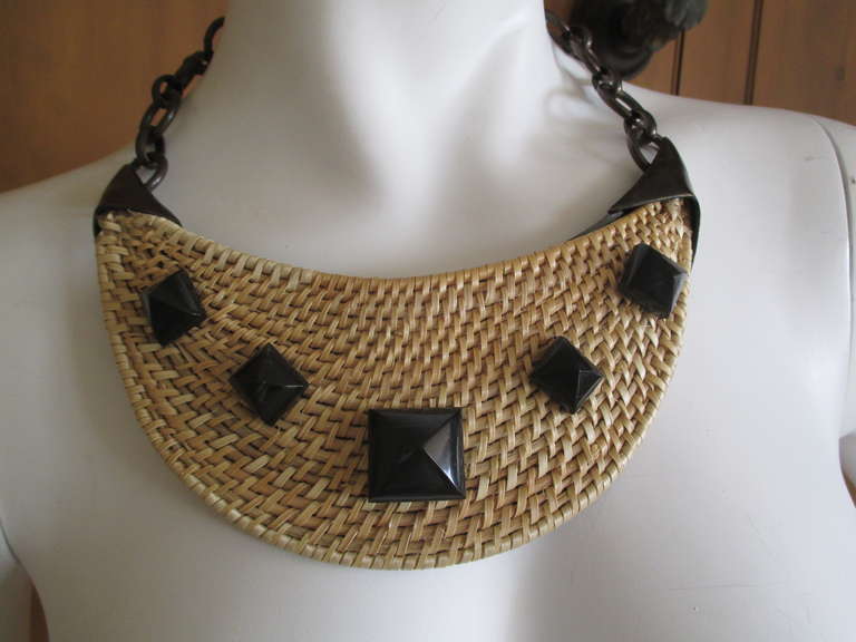Yves Saint Laurent Wicker Runway Necklace In Excellent Condition In Cloverdale, CA