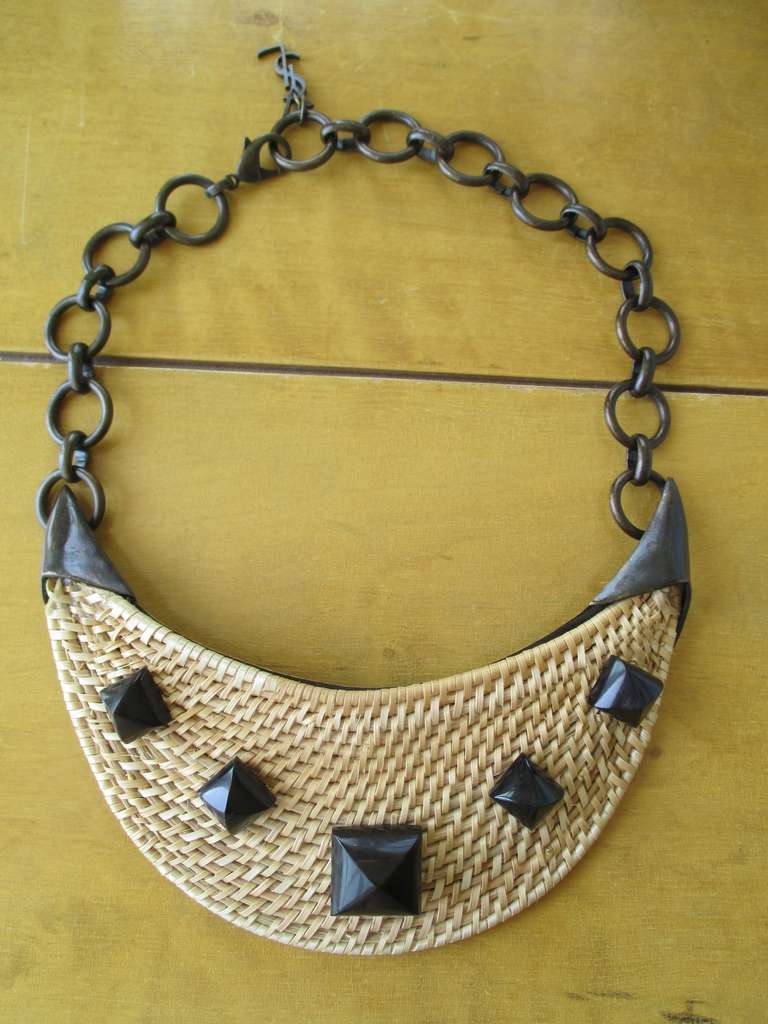 Yves Saint Laurent Wicker Runway Necklace.
This is a hand made necklace, very unusual.
20