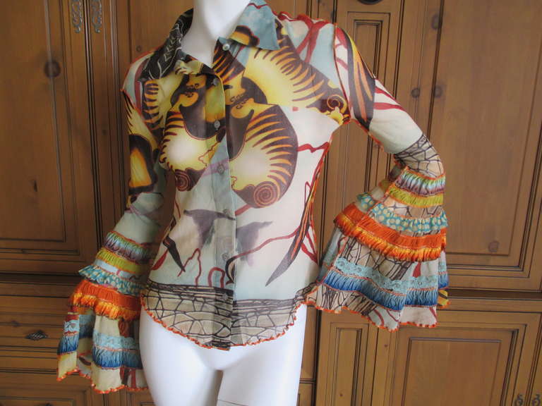 Jean Paul Gaultier Spring 2005 Festive Bell Sleeve Top In Excellent Condition In Cloverdale, CA
