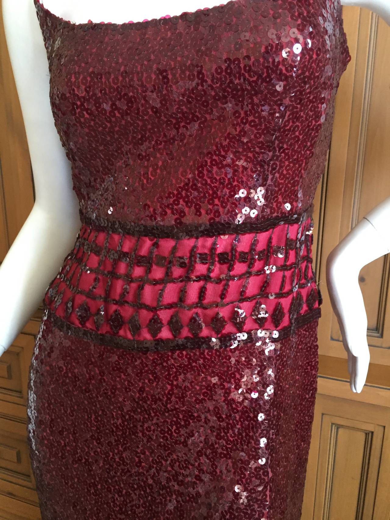 Richard Tyler Couture Silk Sequin Mermaid Gown In Excellent Condition For Sale In Cloverdale, CA